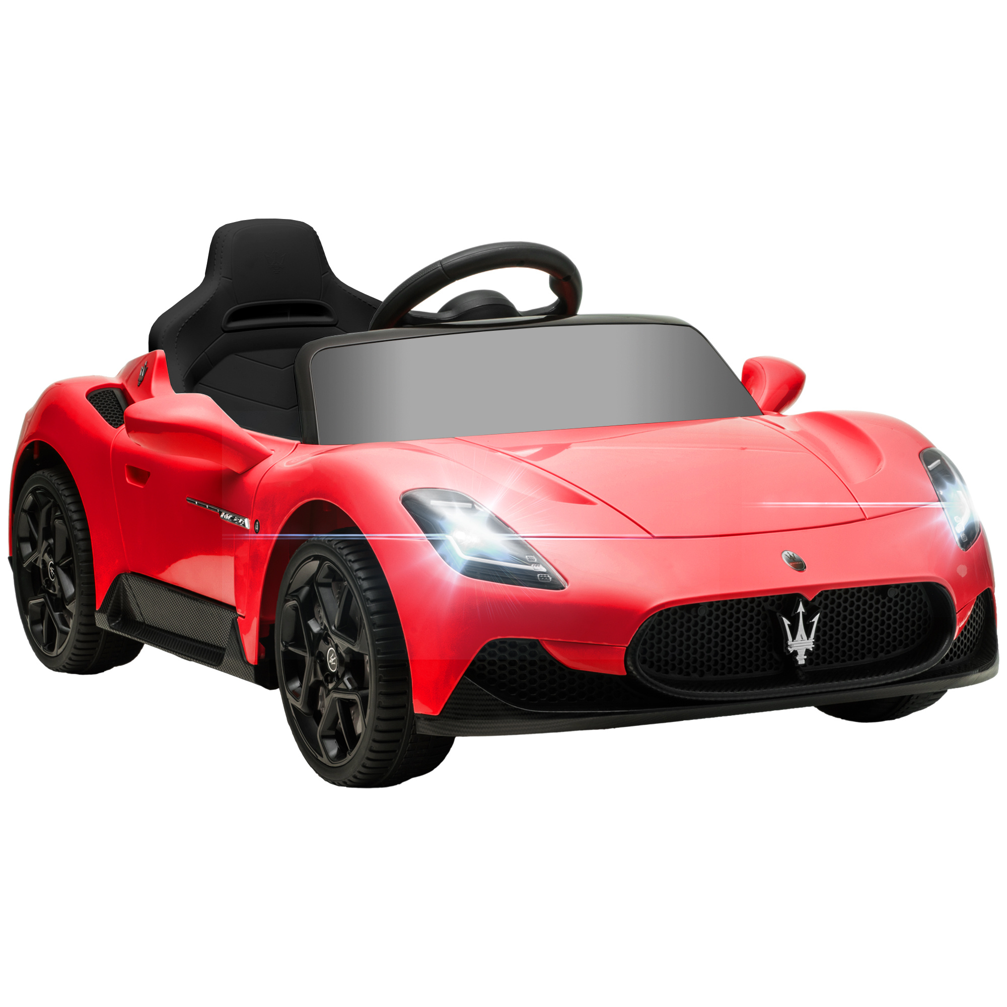 Macchina per bambini maserati mc20, guida manuale, telecomando e fari led, età 3-6 anni, rosso - 