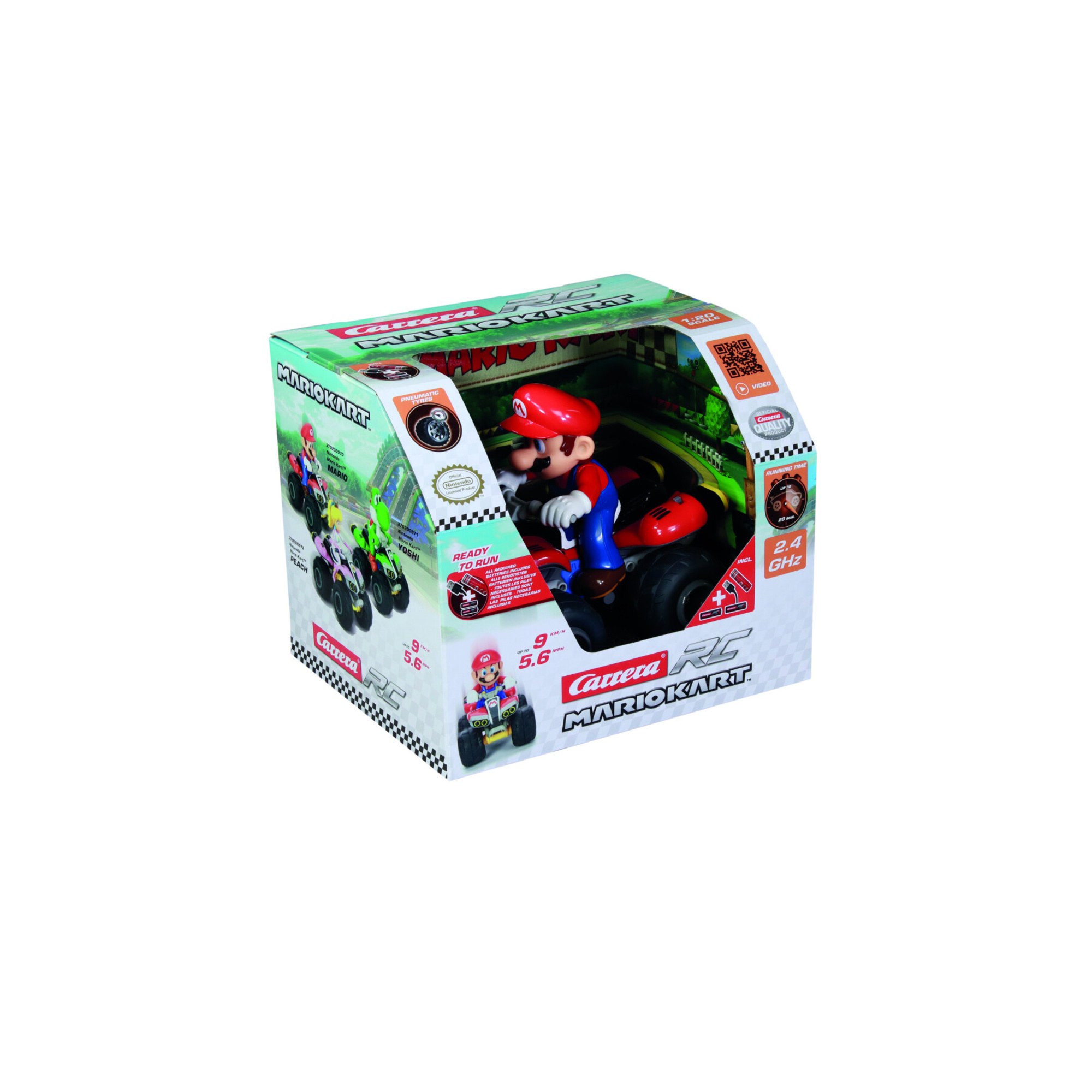 Mario kart quad radiocomandato 1:20 con batteria usb - carrera rc - CARRERA, Super Mario
