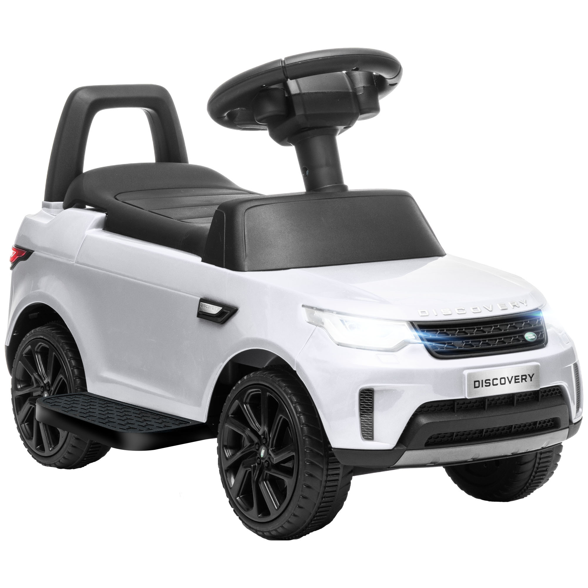 Macchina per bambini con licenza land rover 6v, funzionamento elettrico e a spinta, velocità 3km/h, bianco - 