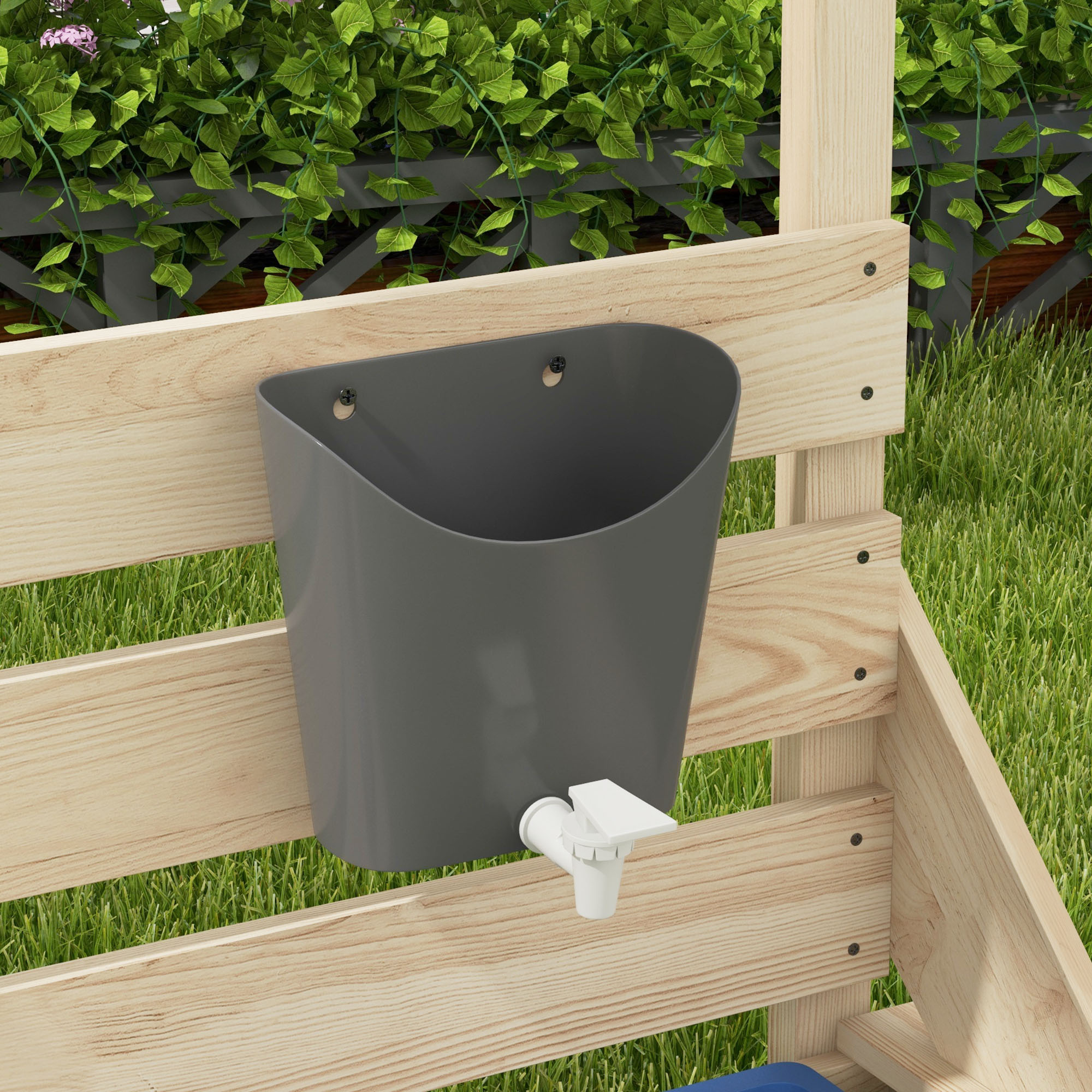 Sabbiera per bambini 3-7 anni con tettuccio e set da cucina, in legno di abete, 180x103x144.5 cm - 