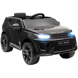 Macchina elettrica per bambini a licenza land rover con fari, clacson e cintura,106x65.5x51 cm, nero - 
