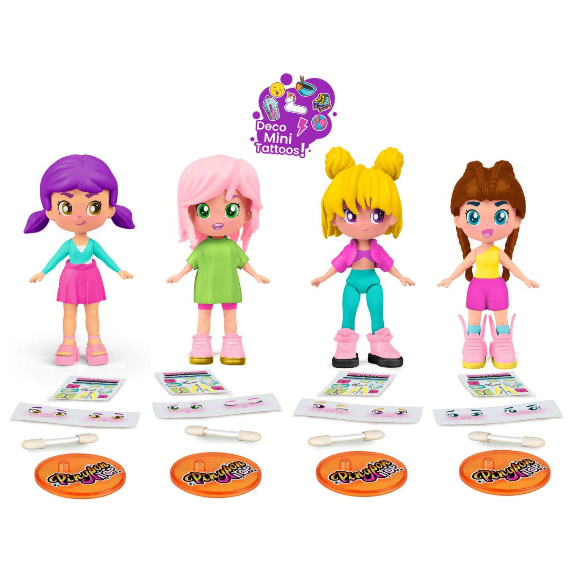 Pinypon set 4 ragazze street style – figure 11 cm con abiti intercambiabili assortito - PINYPON