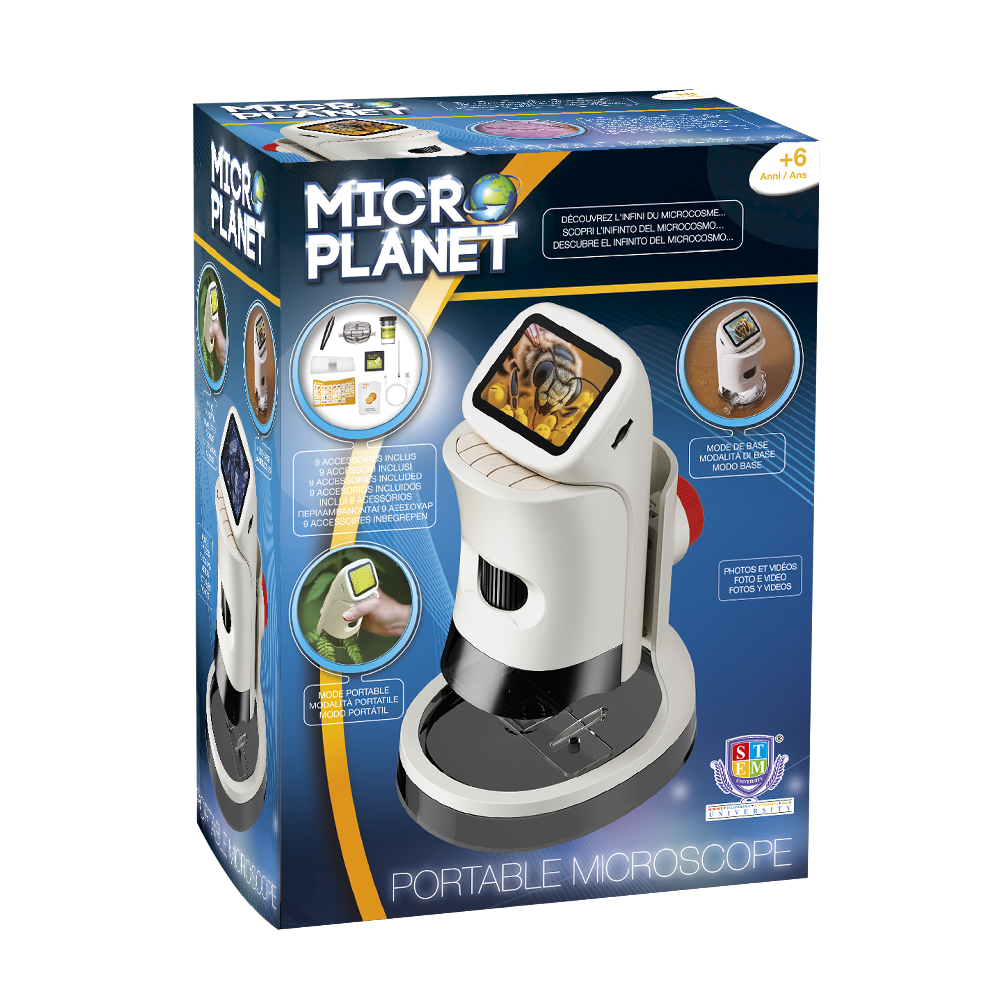 Microscopio portatile lcd – ingrandimenti fino a 1000x con accessori - MICRO PLANET