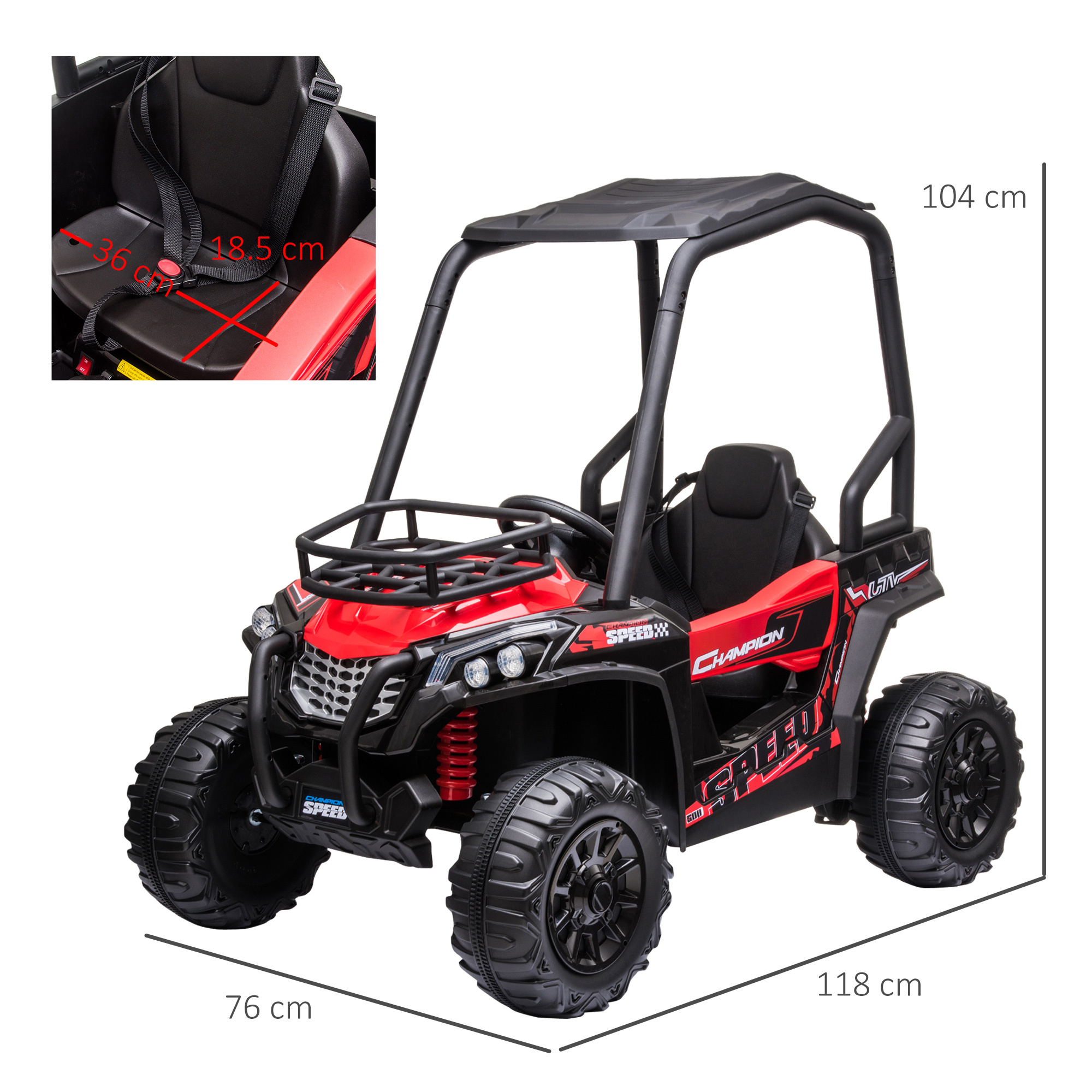 Macchina elettrica per bambini 12v, velocità 3-6km/h, quad elettrico mini con doppio motori, usb, lettore mp3 e telecomando, 118x76x104cm - 
