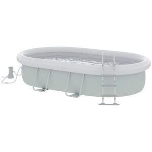 Piscina fuori terra con telaio in acciaio, filtro e scaletta per 8 persone, 540x304x106cm, grigio - 