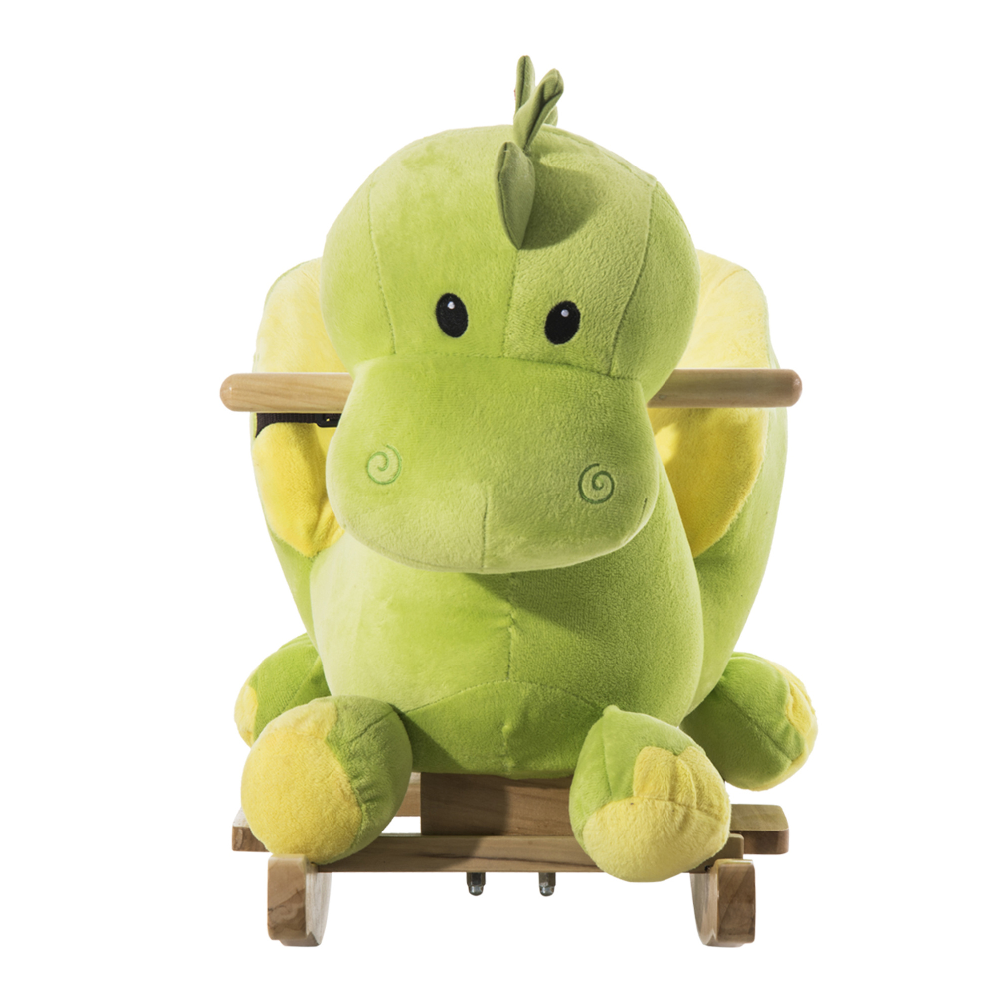 Cavallo a dondolo in legno dinosauro per i bambini 60x33x45cm - 