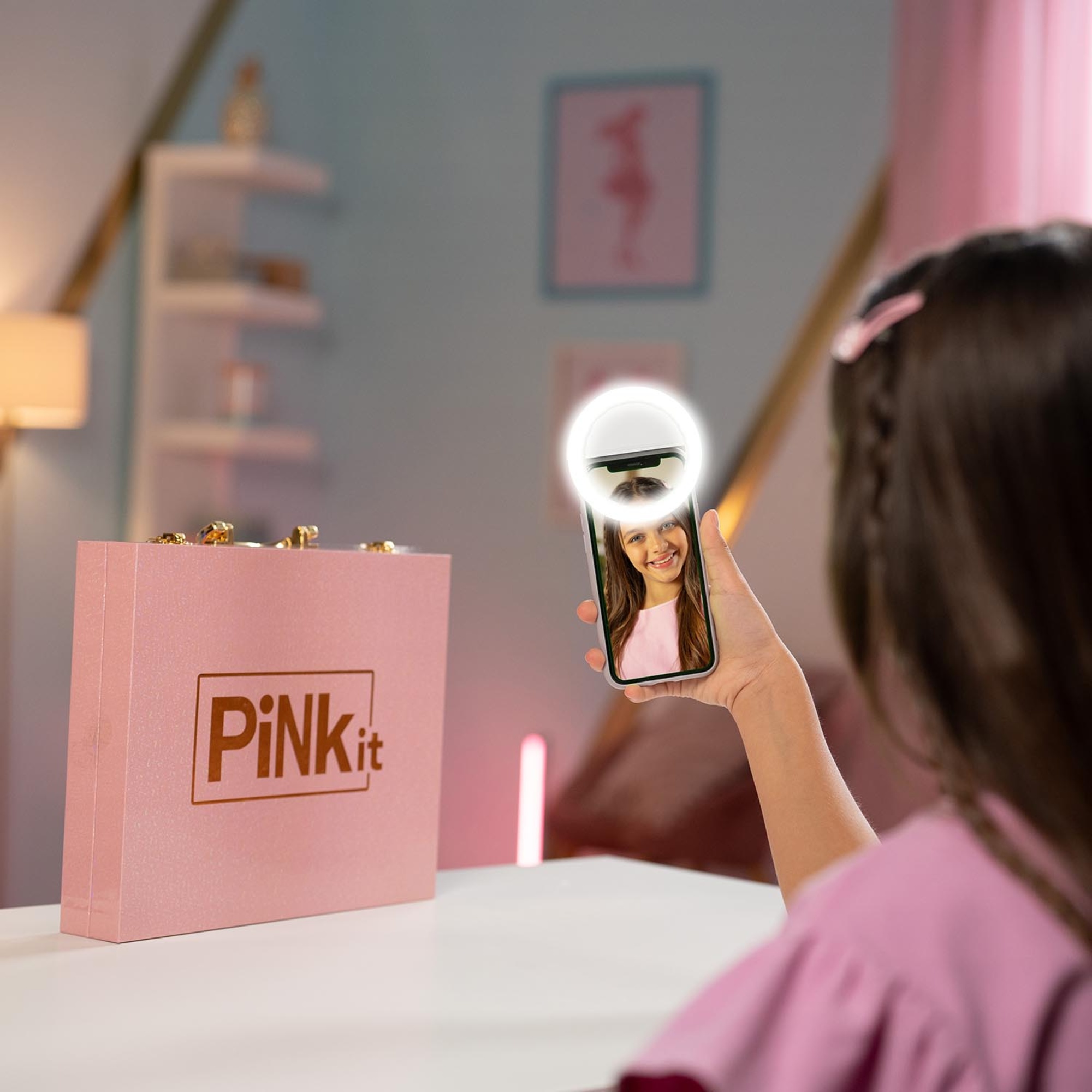 Valigetta beauty con selfie ring pink it - makeup e accessori bambina - 