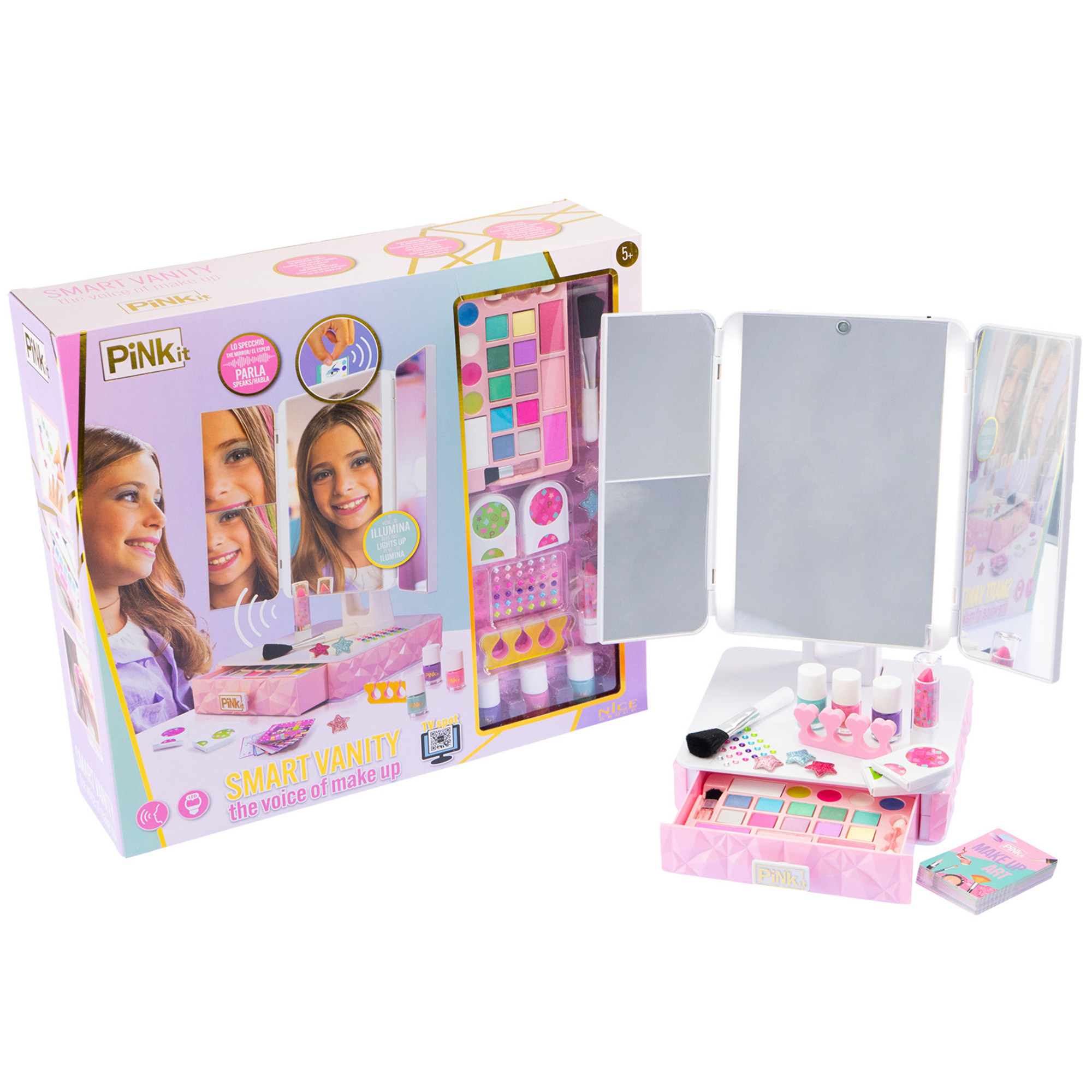 Specchiera interattiva parlante pink it smart vanity - trucco bambina - 