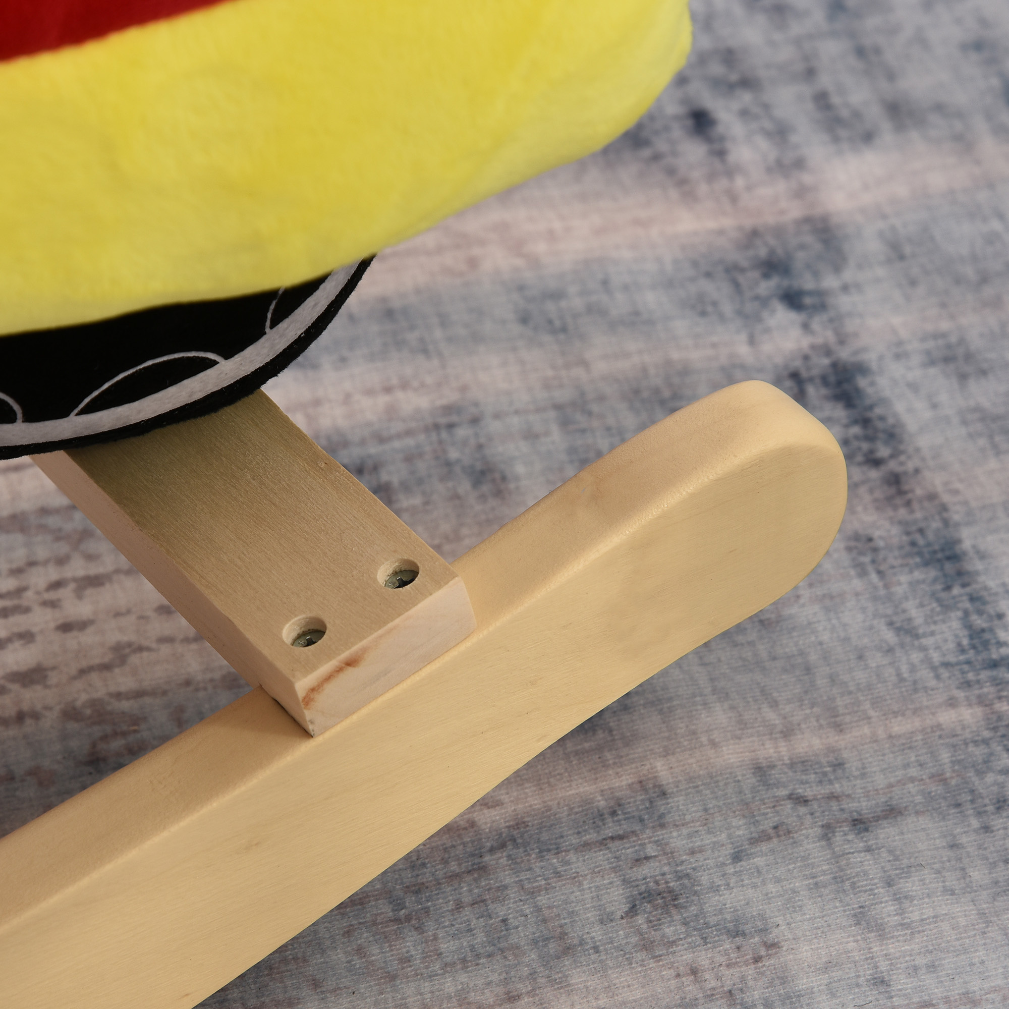 Cavallo a dondolo per bambini 18-36 mesi a forma di moto, per bambini cavalcabile in legno e peluche, suoni realistici, max. 40kg, rosso e giallo - 