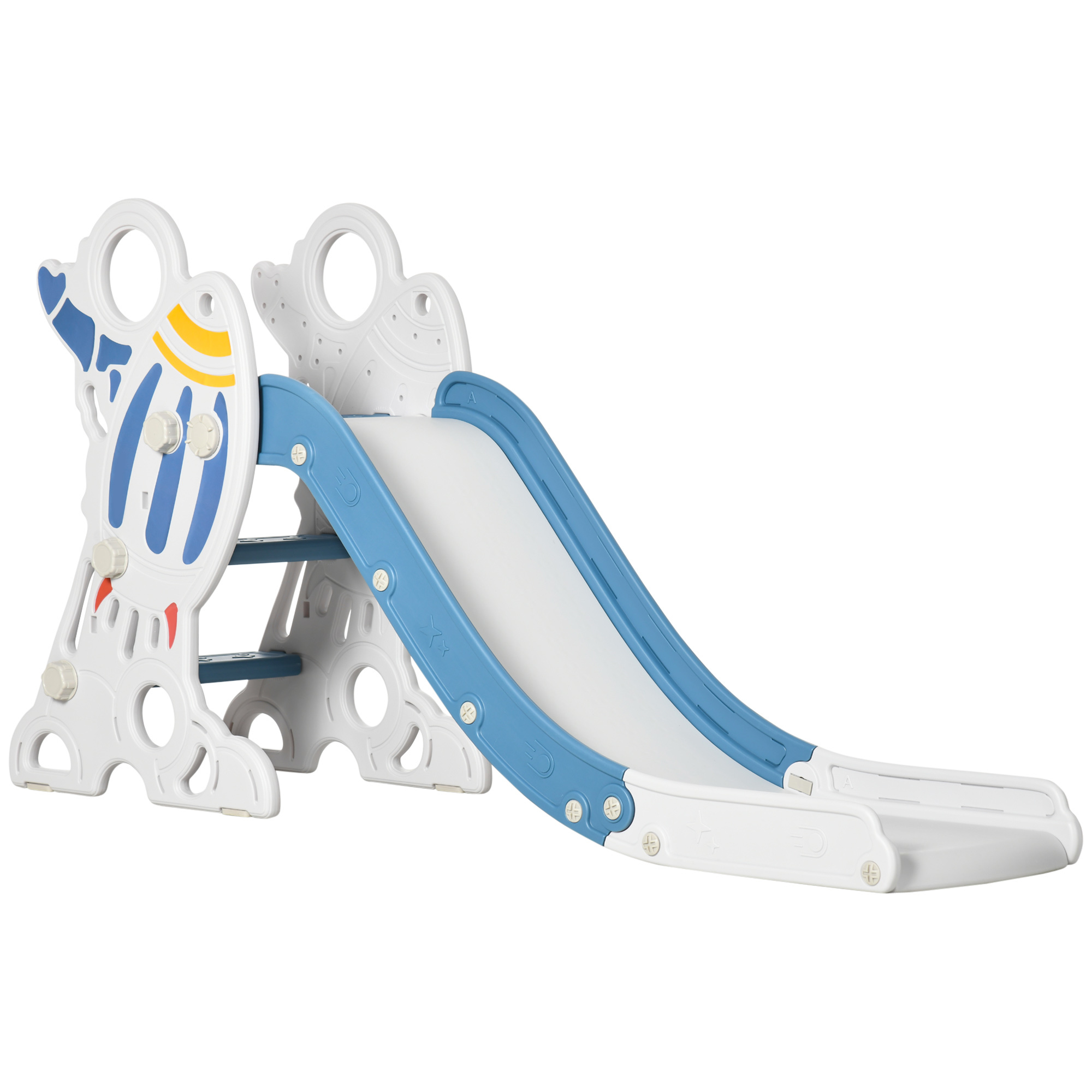 Scivolo per bambini 18-36 mesi in pe e pp a tema spaziale con scale antiscivolo, 157x46.5x80 cm - 