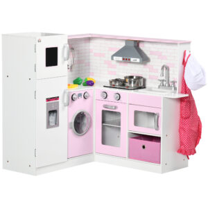 Cucina giocattolo per bambini 3-6 anni con luci e utensili da cucina realistici, in mdf e pp, 84x93.5x85 cm - 