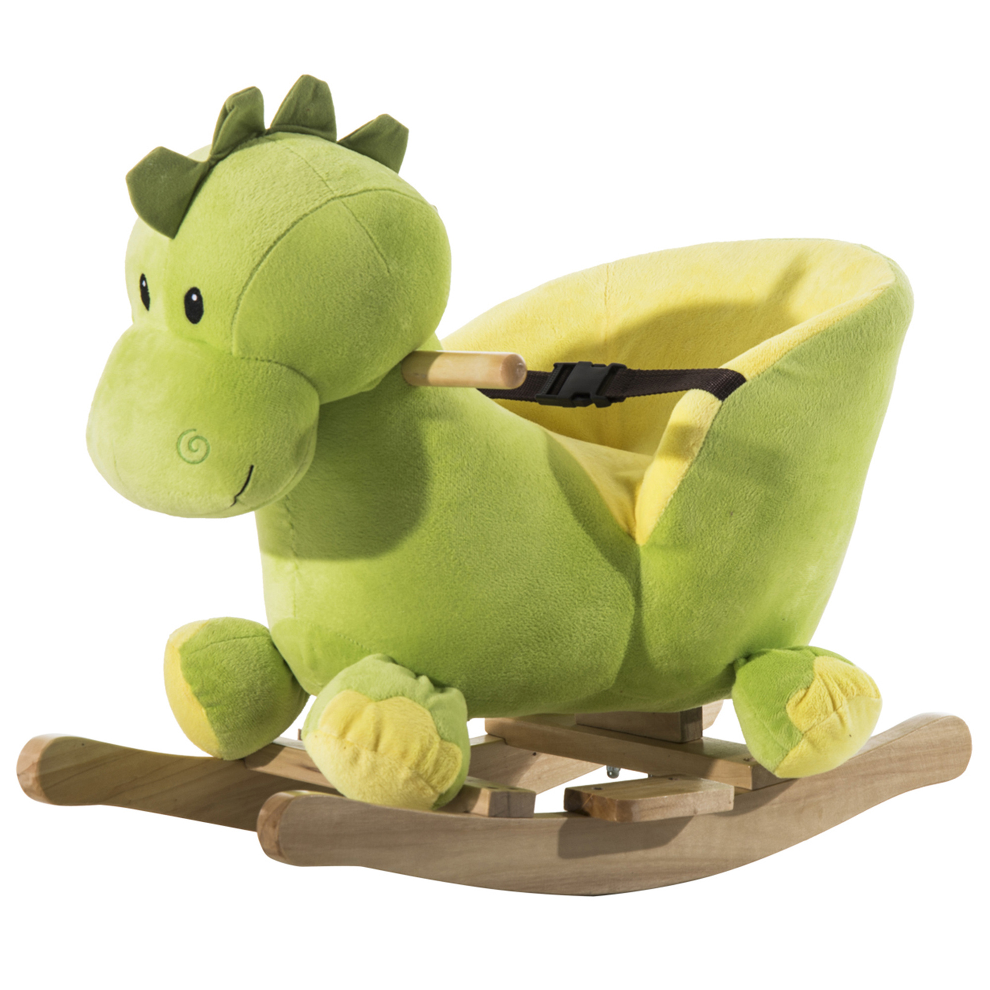 Cavallo a dondolo in legno dinosauro per i bambini 60x33x45cm - 