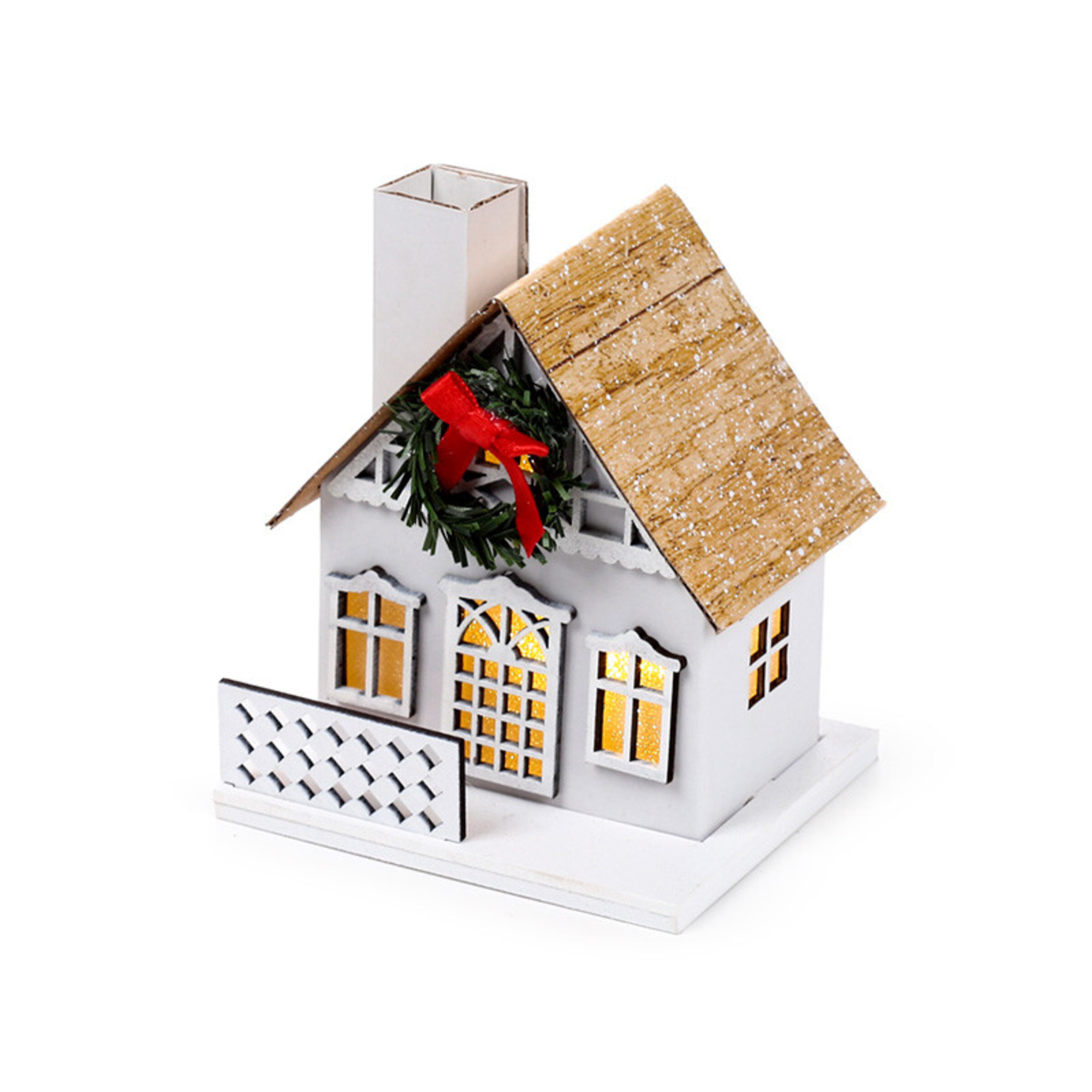 Casetta decorativa per natale con led - con ghirlanda "winter wonderland" - PUCKATOR