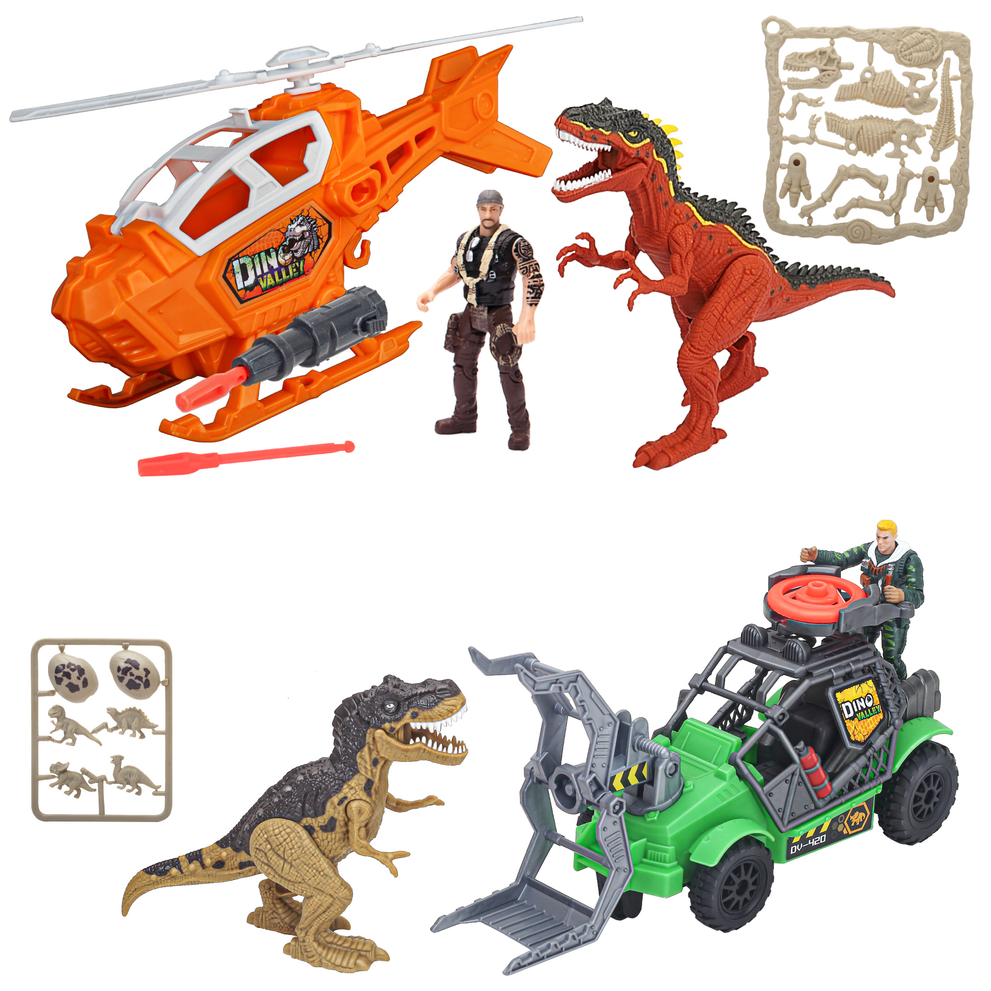 Dino valley – set assortito cattura dinosauro con veicoli e figure - INVINCIBLE HEROS