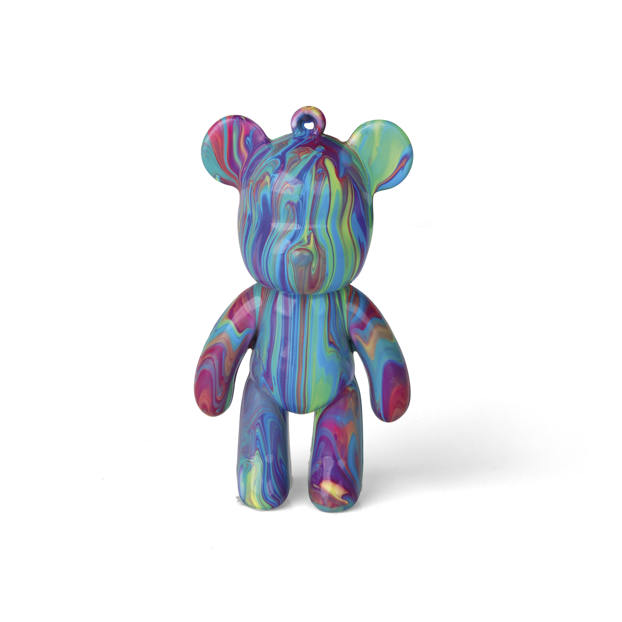 Fluid art kit portachiavi – 2 orsetti da decorare con colori acrilici - CREA MANIA