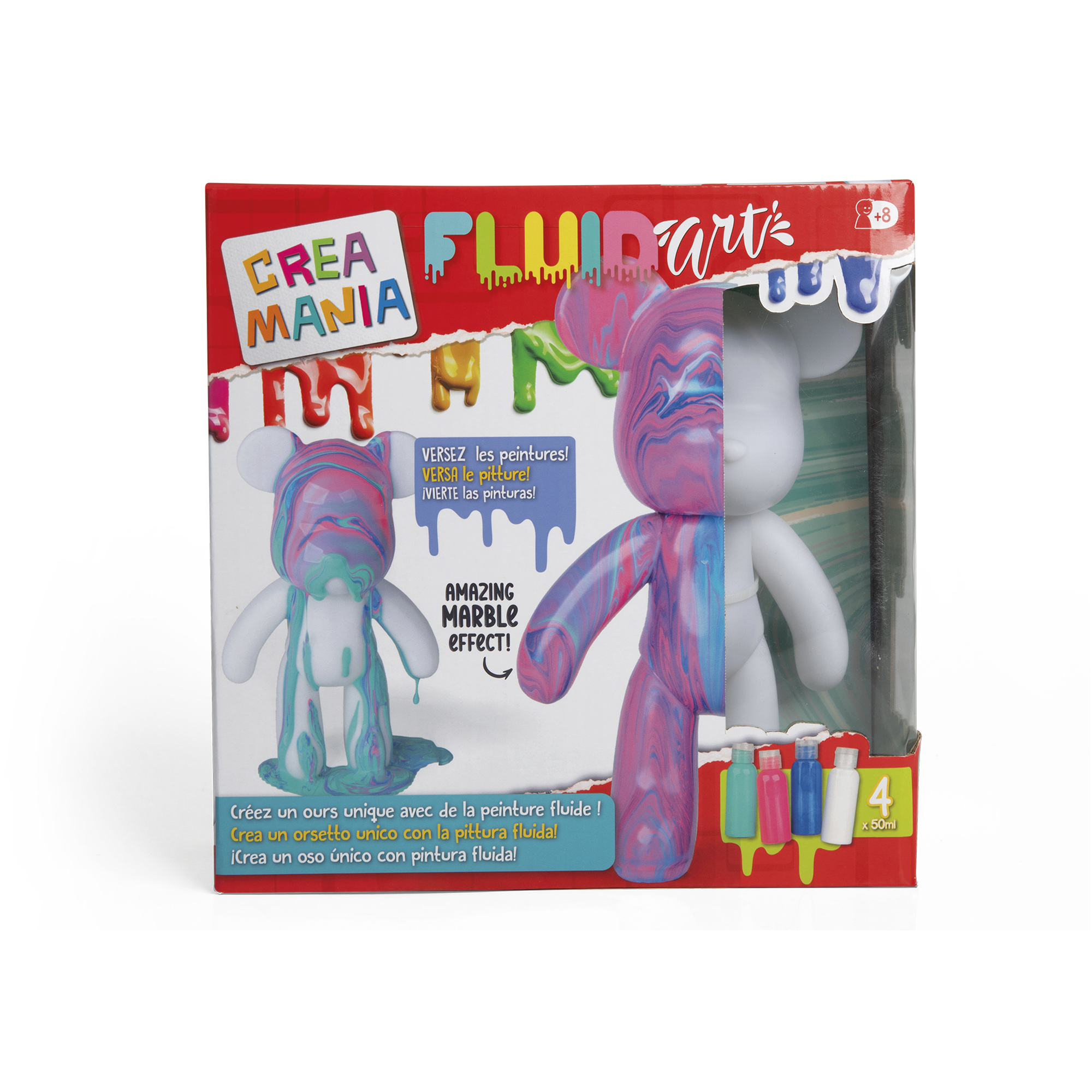 Fluid art orsetto 22cm – kit creativo con colori acrilici - CREA MANIA