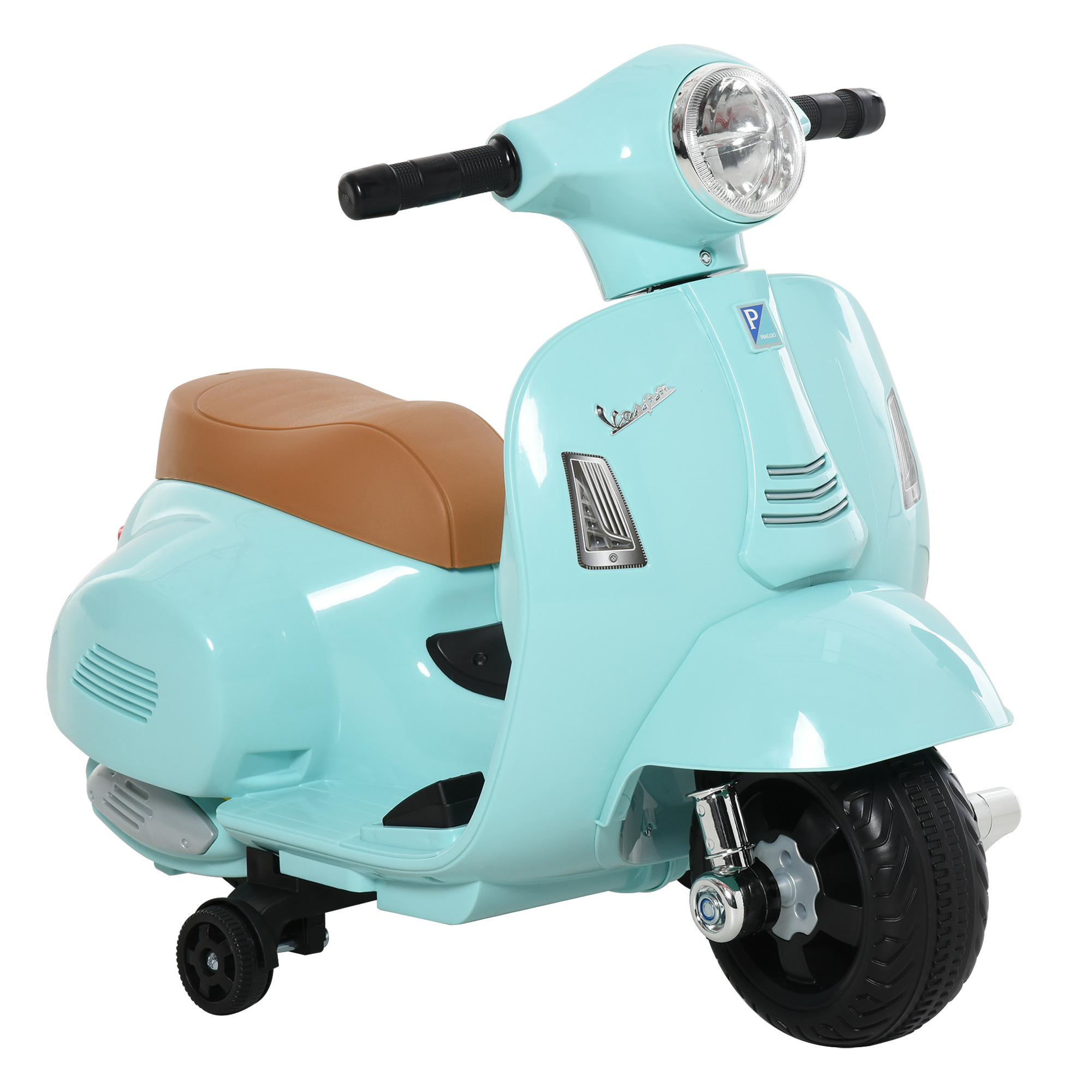 Moto elettrica per bambini con licenza ufficiale vespa batteria 6v, fari e clacson, per bimbi da 18-36 mesi, verde, 66.5x38x52cm - 