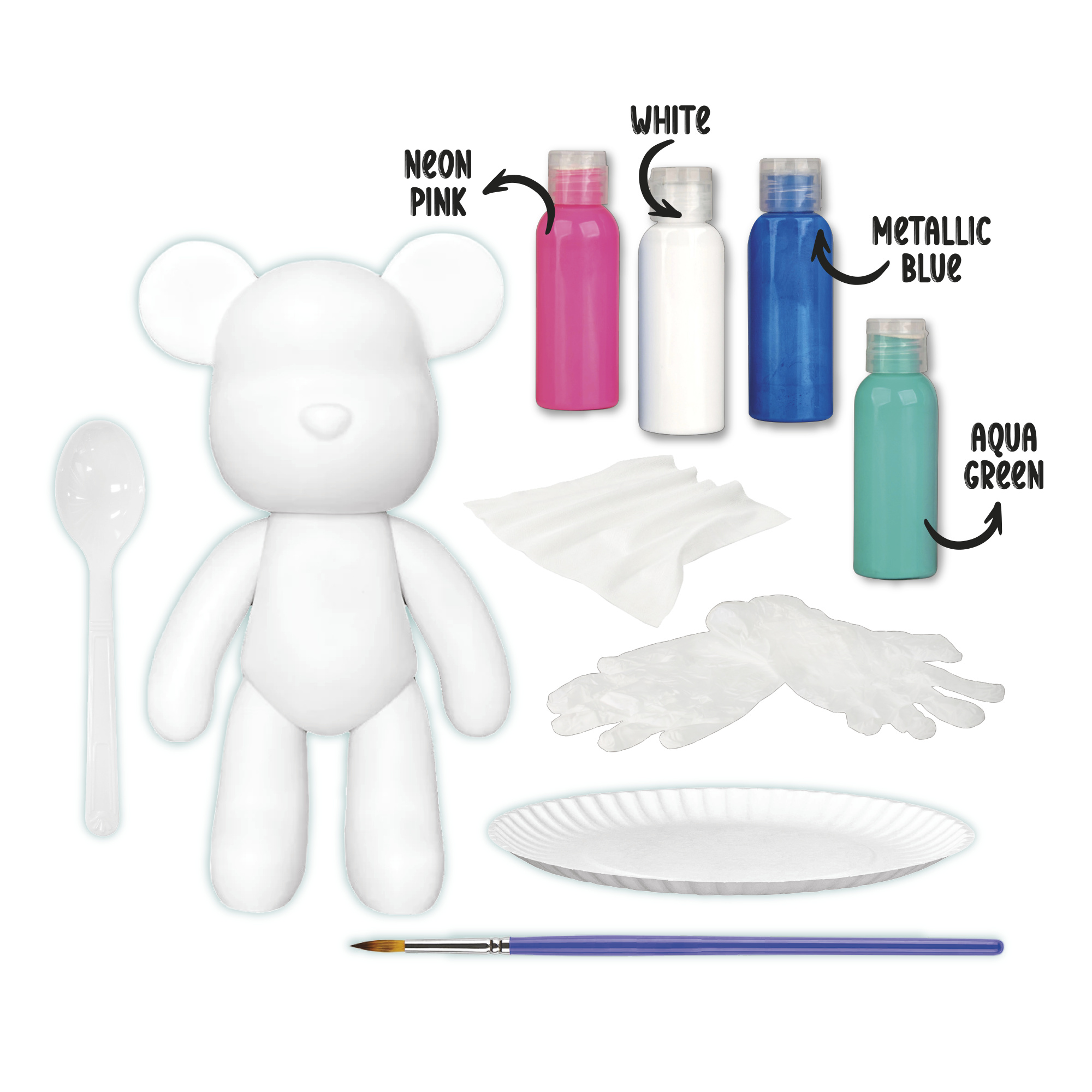 Fluid art orsetto 22cm – kit creativo con colori acrilici - CREA MANIA