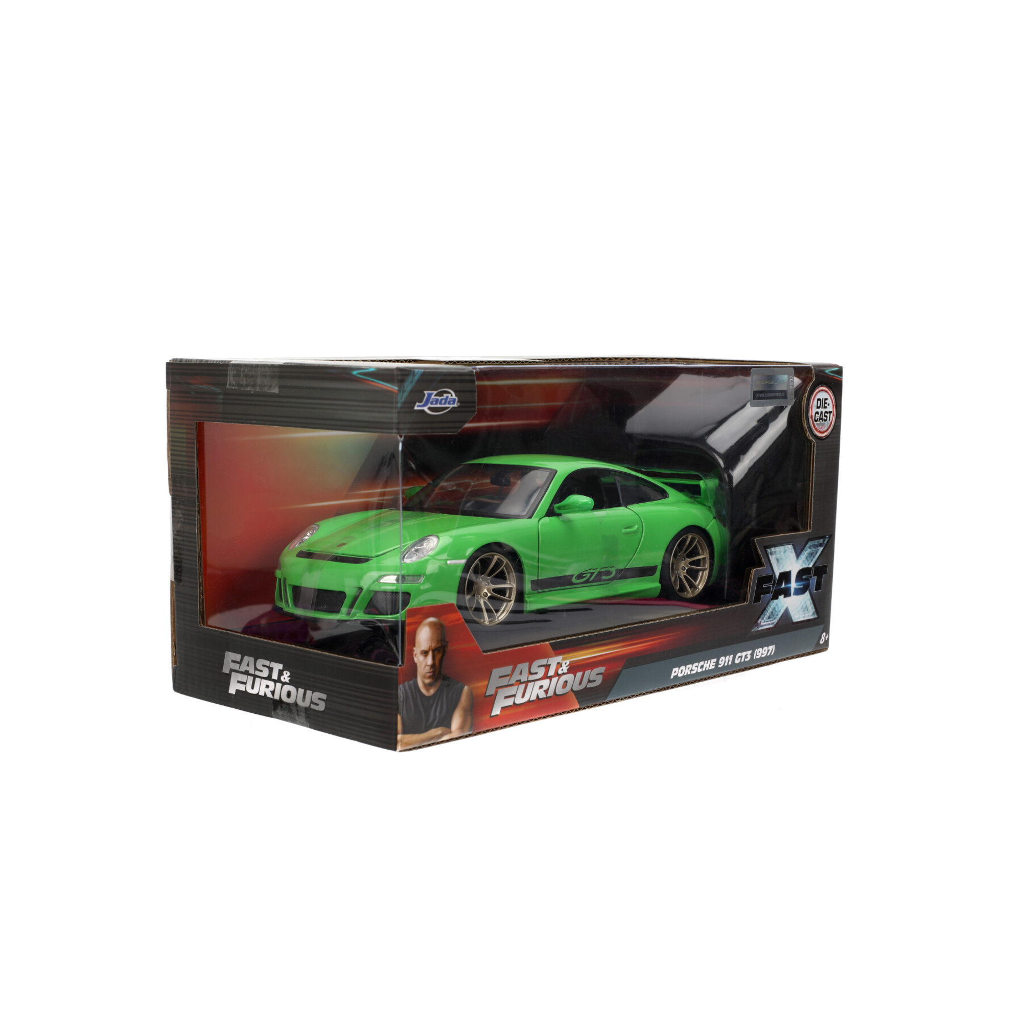 Jada toys fast and furious modellino auto porsche 911 gt3 2007, con parti apribili, scala 1:24 (20 cm), per fan a partire dagli 8 anni in su - INVINCIBLE HEROES