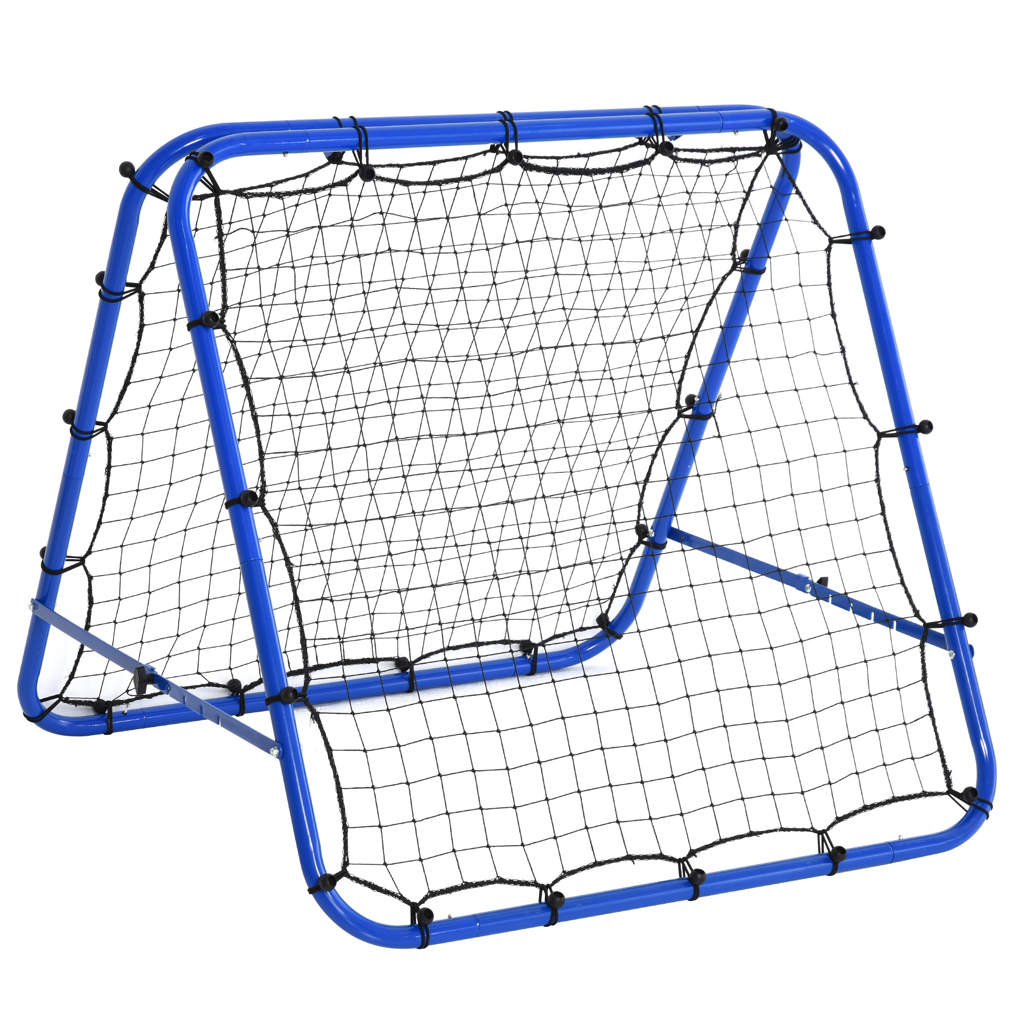 Rete da calcio rebounder pieghevole con angolo regolabile e picchetti, 100x95x90 cm, blu - 
