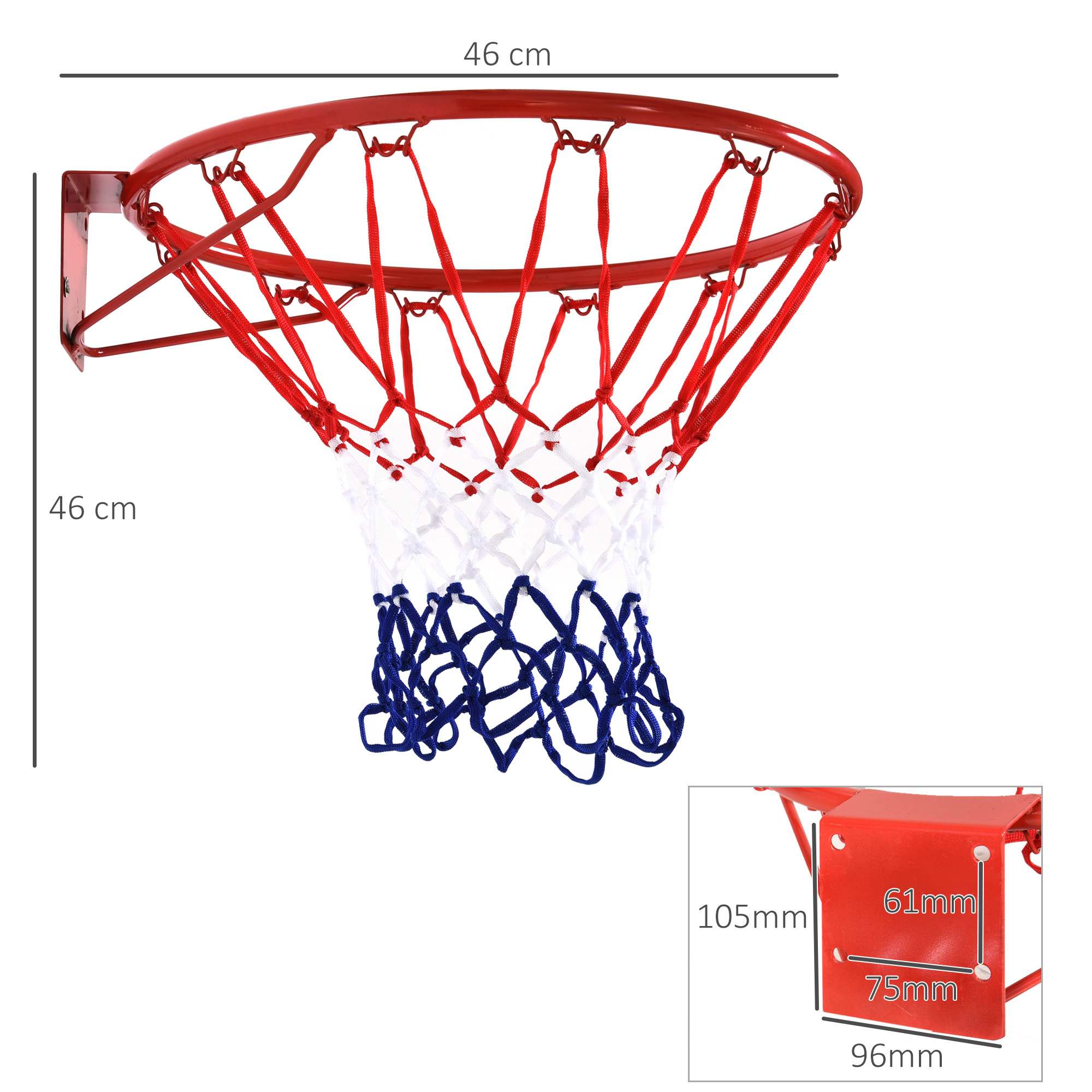Canestro basket da muro in ferro con rete in nylon per esterno e interno, φ46cm - 