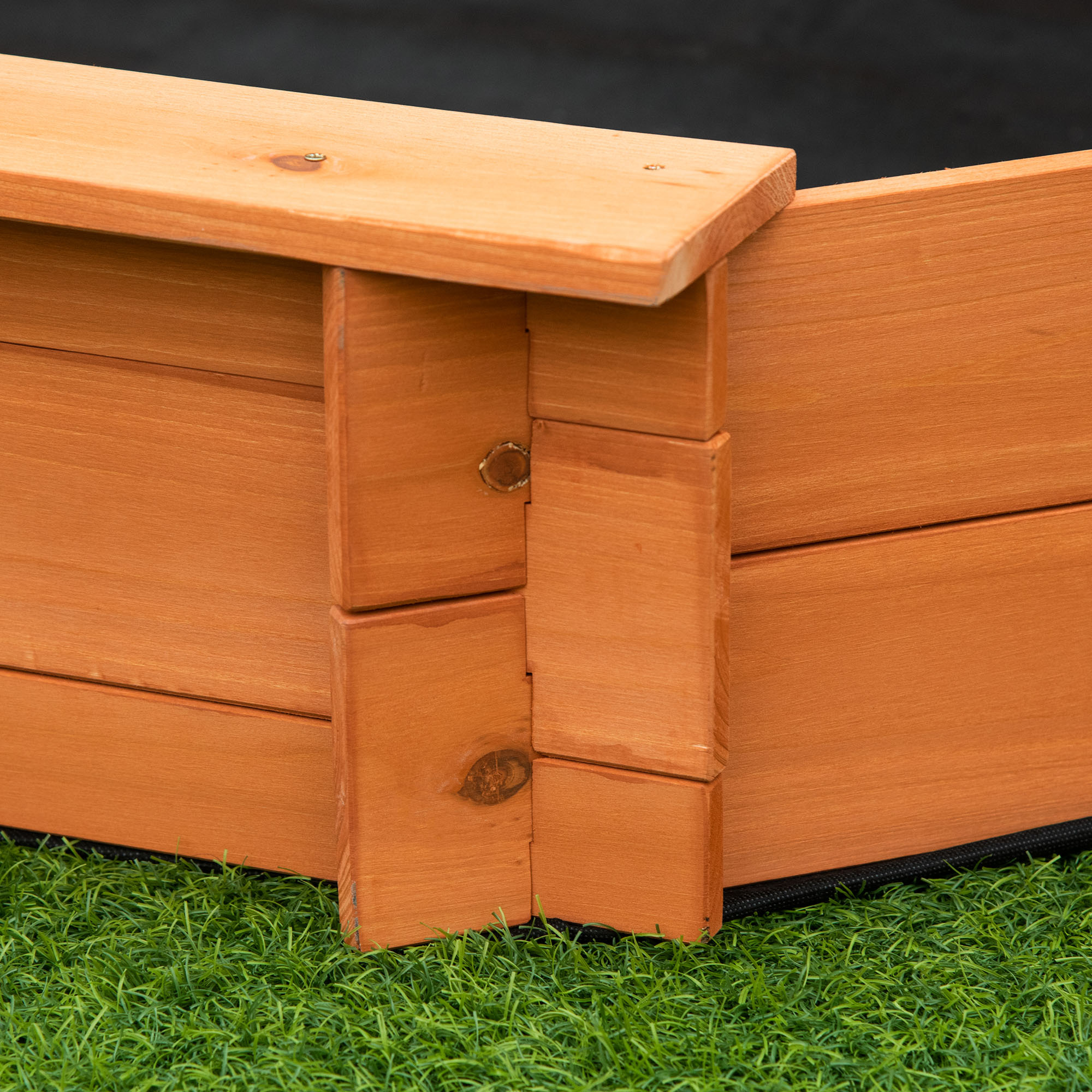 Sabbiera per bambini in legno con sedili e copertura, età 3-8 anni, 139.5x139.5x21.5cm - 