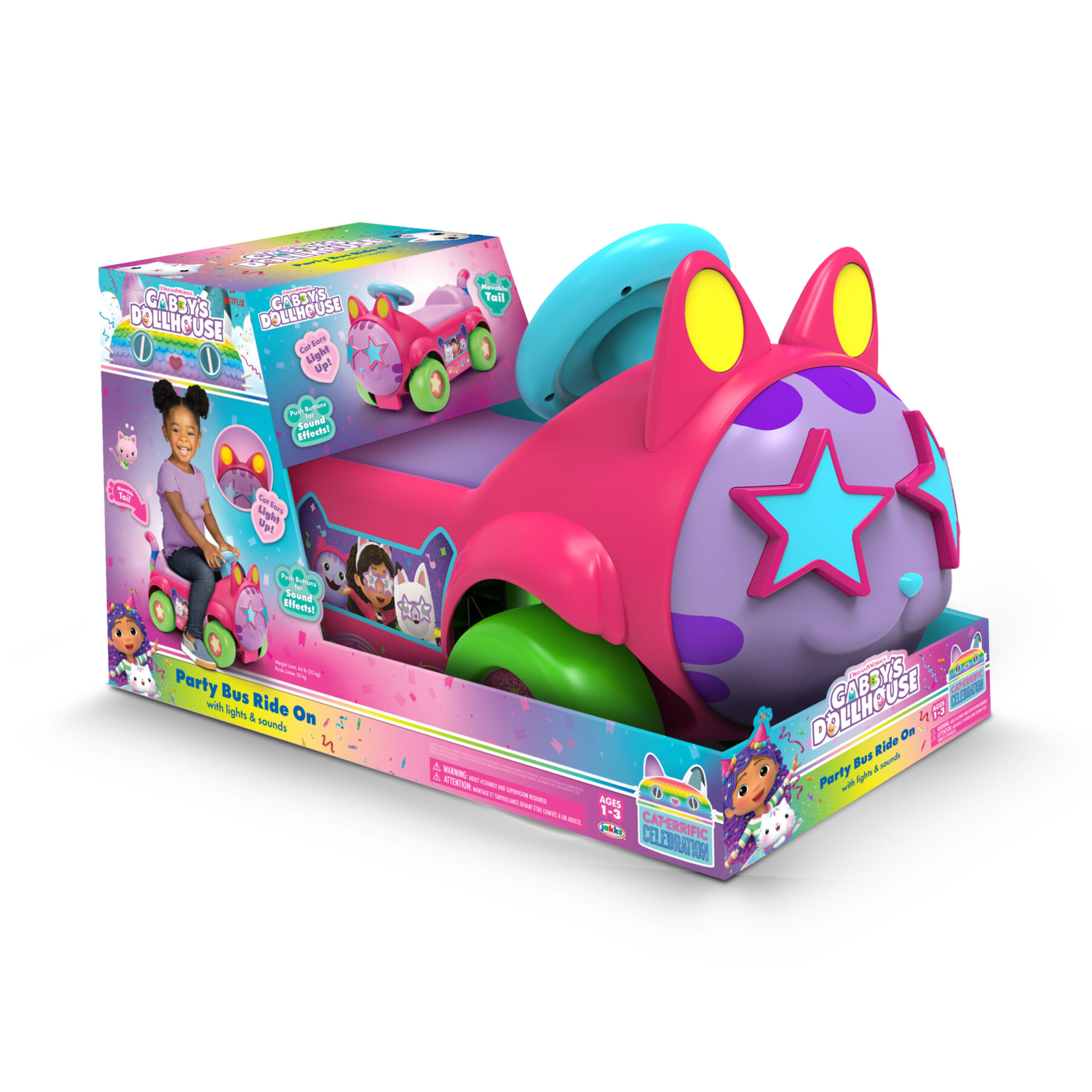 Gabby's dollhouse party bus ride-on con luci e suoni - GABBY'S DOLLHOUSE