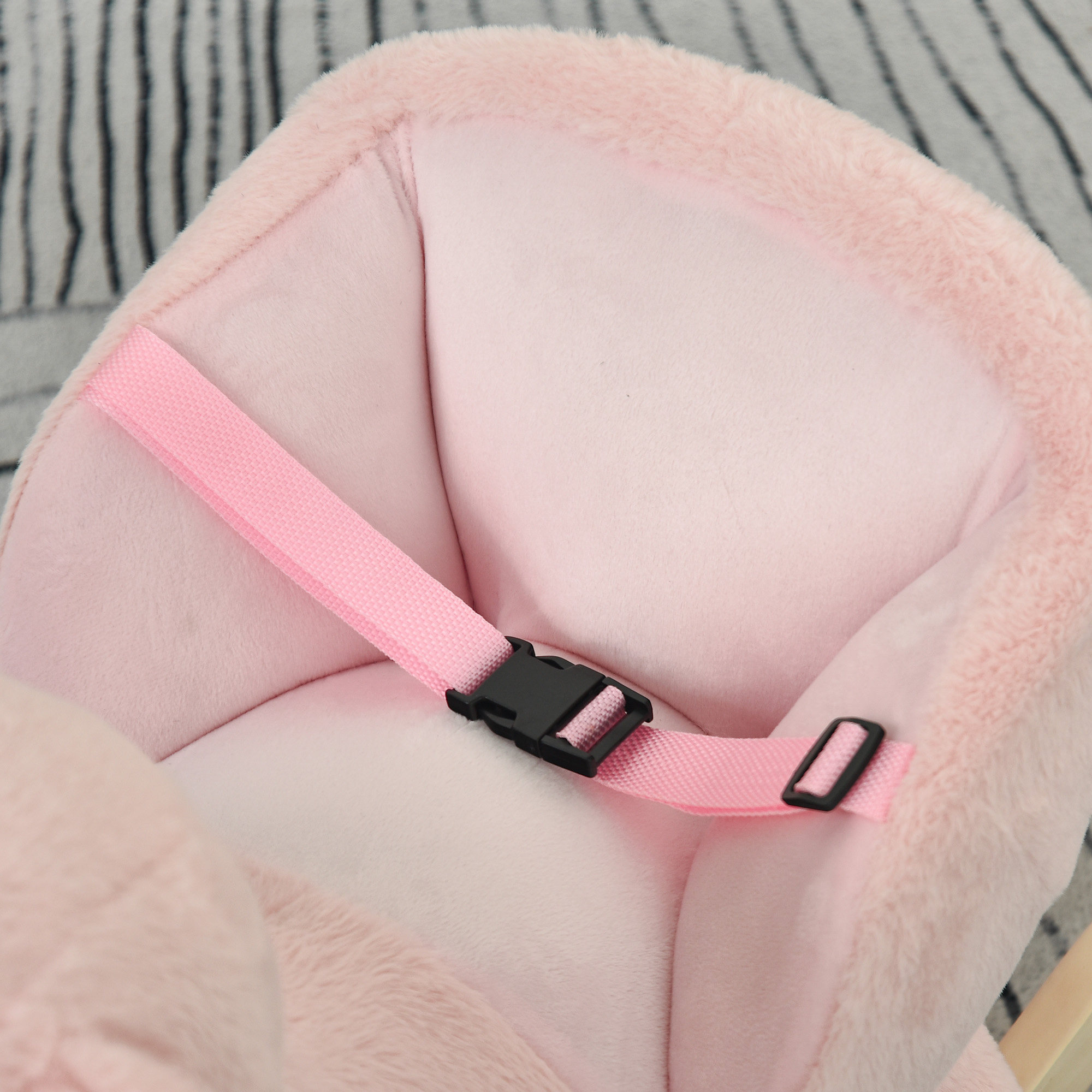 Cavallo a dondolo a forma di coniglio con suoni, cavalluccio a dondolo per bambini 18-36 mesi interattivo, rosa, 60x33x50cm - 
