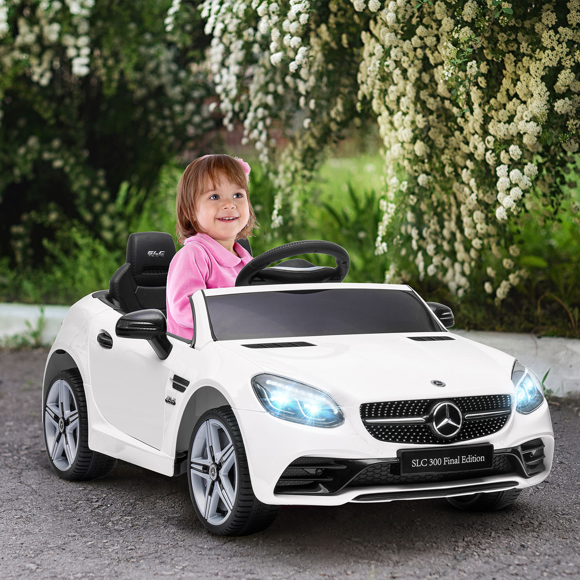 Macchina elettrica per bambini licenza mercedes slc 300 con telecomando, in pp e metallo, 107x62.5x44 cm, bianco - 