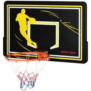 Canestro basket per bambini e adulti da indoor e outdoor in acciaio e pe, 110x90x70 cm, nero e giallo - 