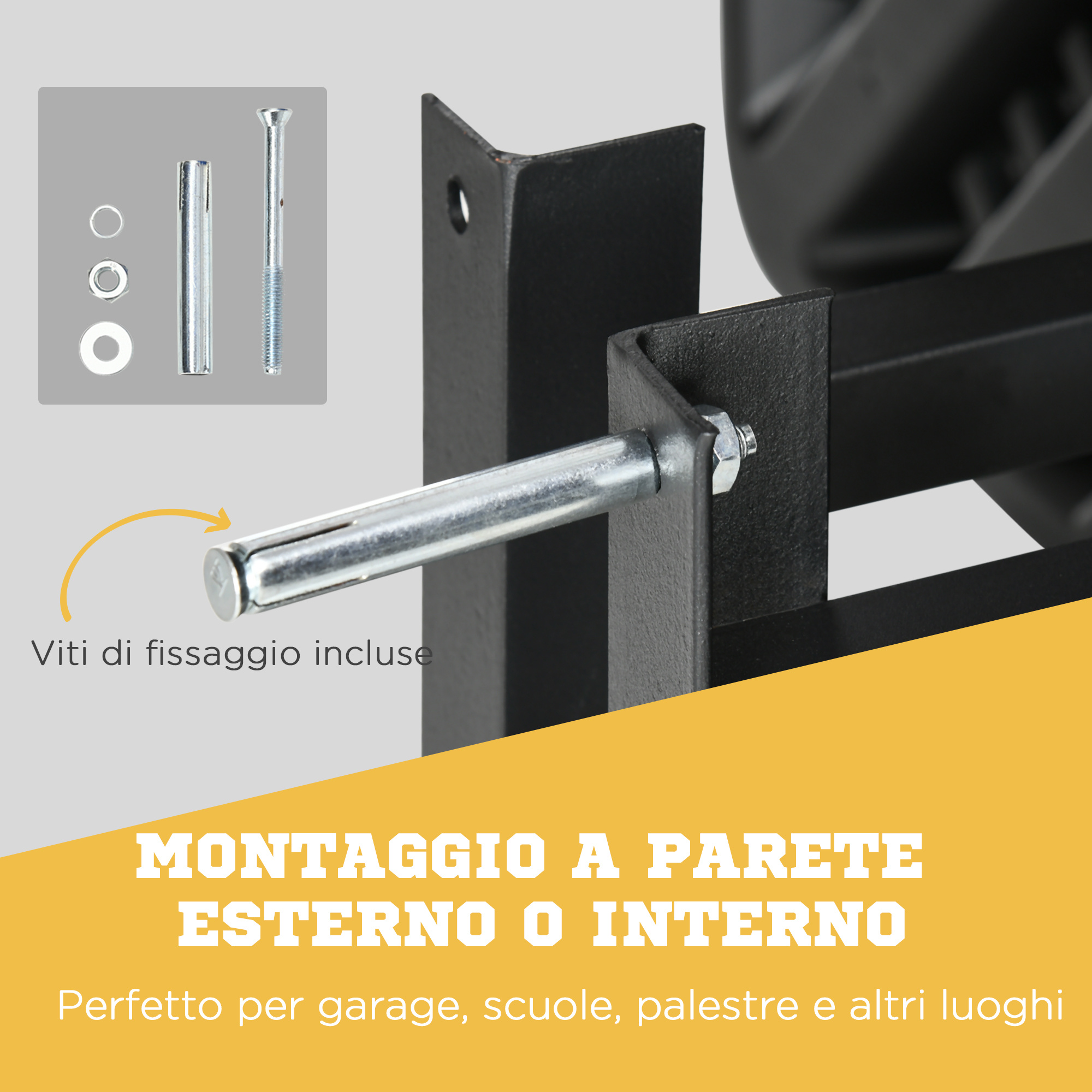 Canestro basket per bambini e adulti da indoor e outdoor in acciaio e pe, 110x90x70 cm, nero e giallo - 