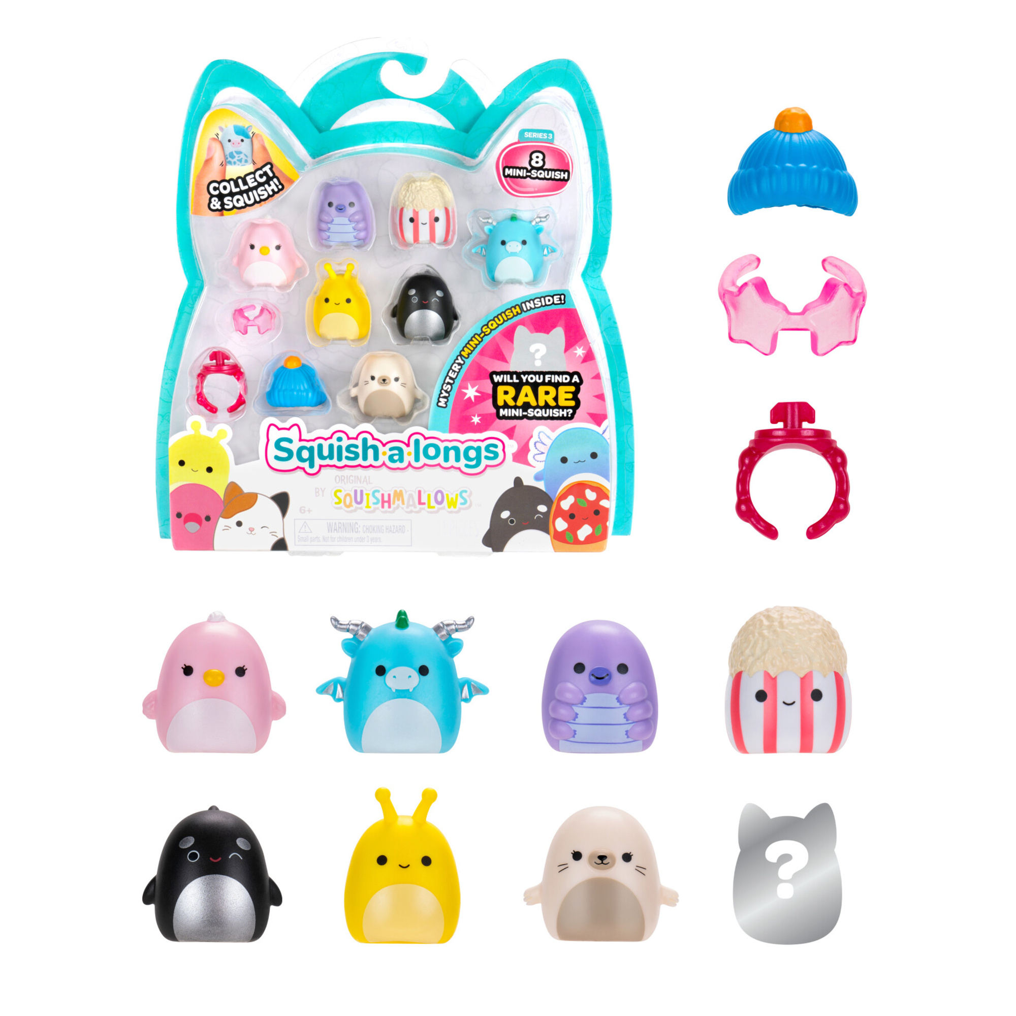 Squish a longs – confezione 8 personaggi + 2 accessori - assortito - SQUISH A LONGS