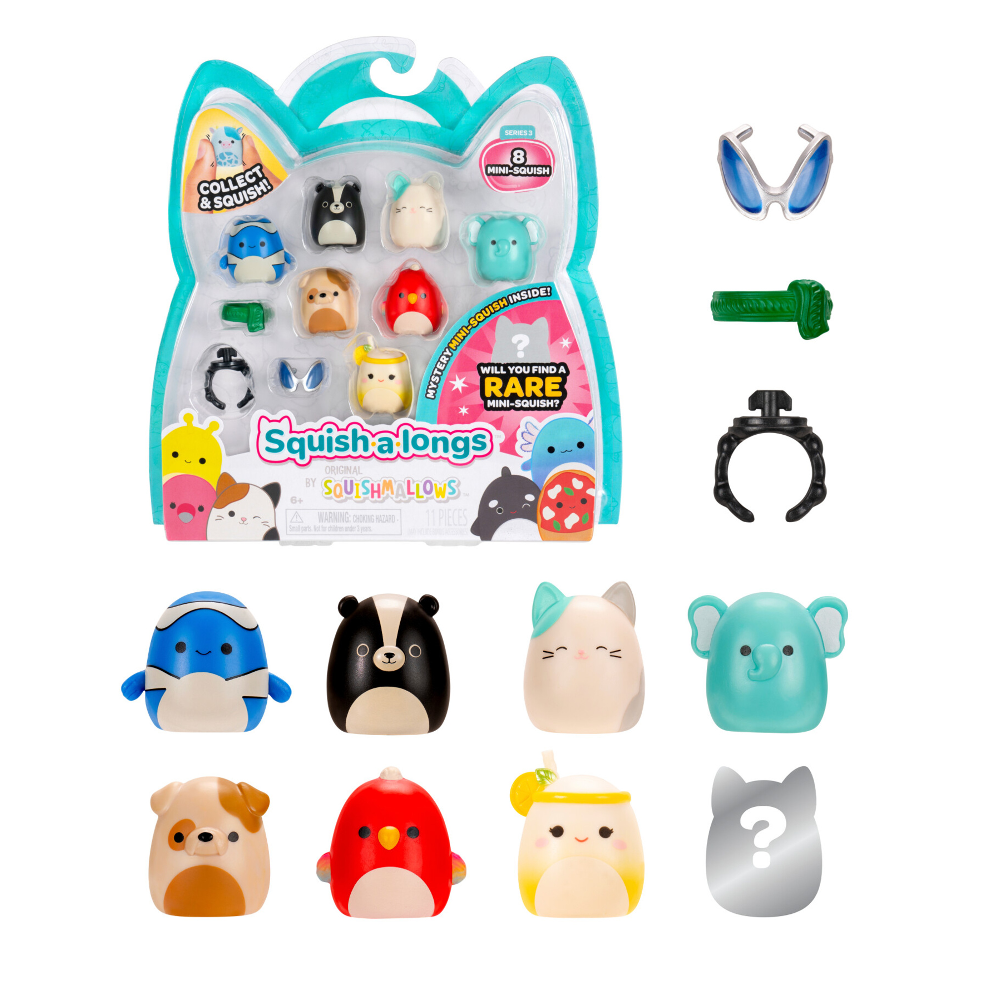 Squish a longs – confezione 8 personaggi + 2 accessori - assortito - SQUISH A LONGS
