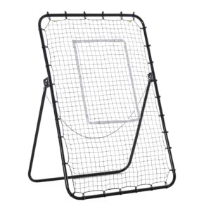 Rete da calcio rebounder pieghevole con bersaglio, altezza e angolazione regolabili, metallo e pe, 123x73x178.5cm, nero - 