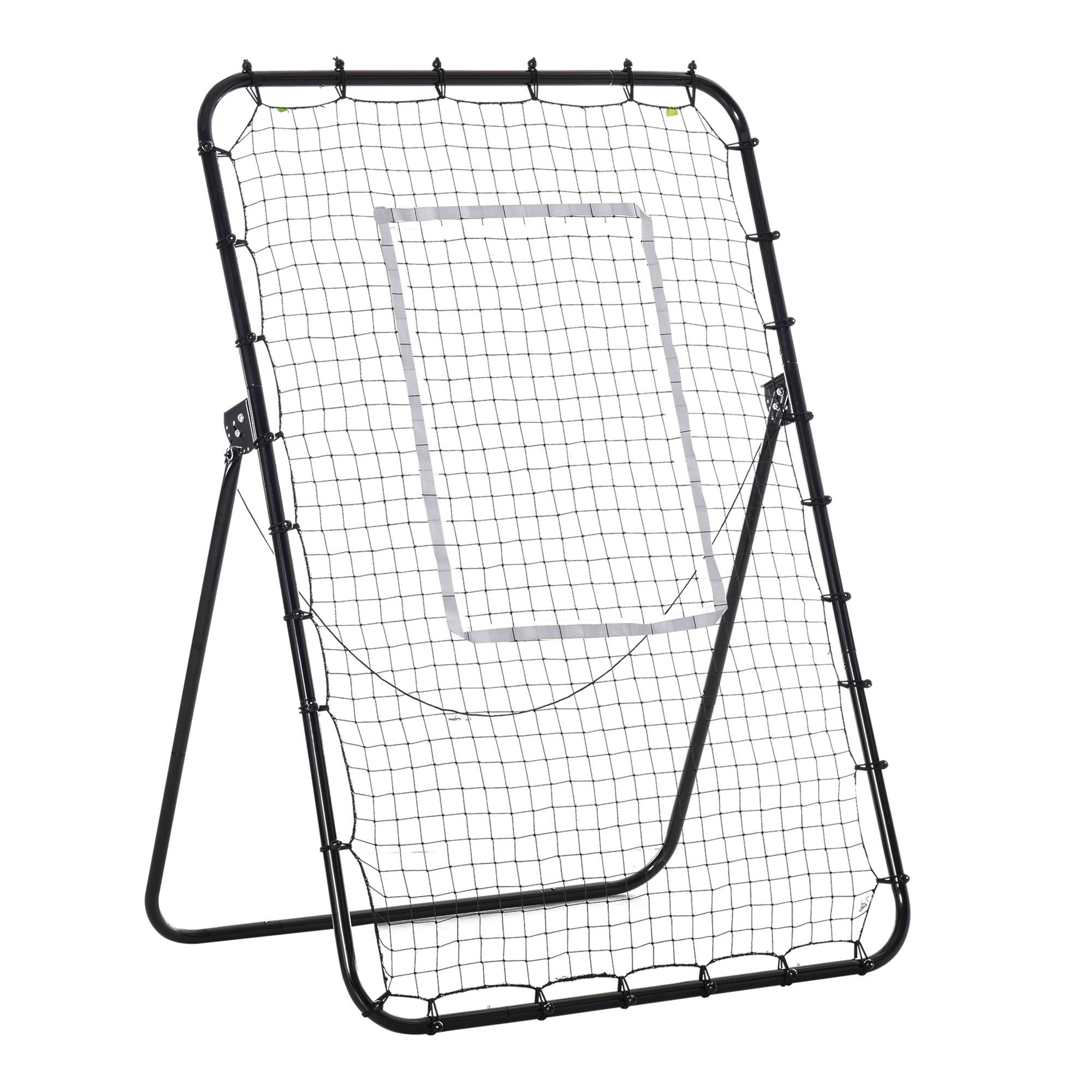 Rete da calcio rebounder pieghevole con bersaglio, altezza e angolazione regolabili, metallo e pe, 123x73x178.5cm, nero - 