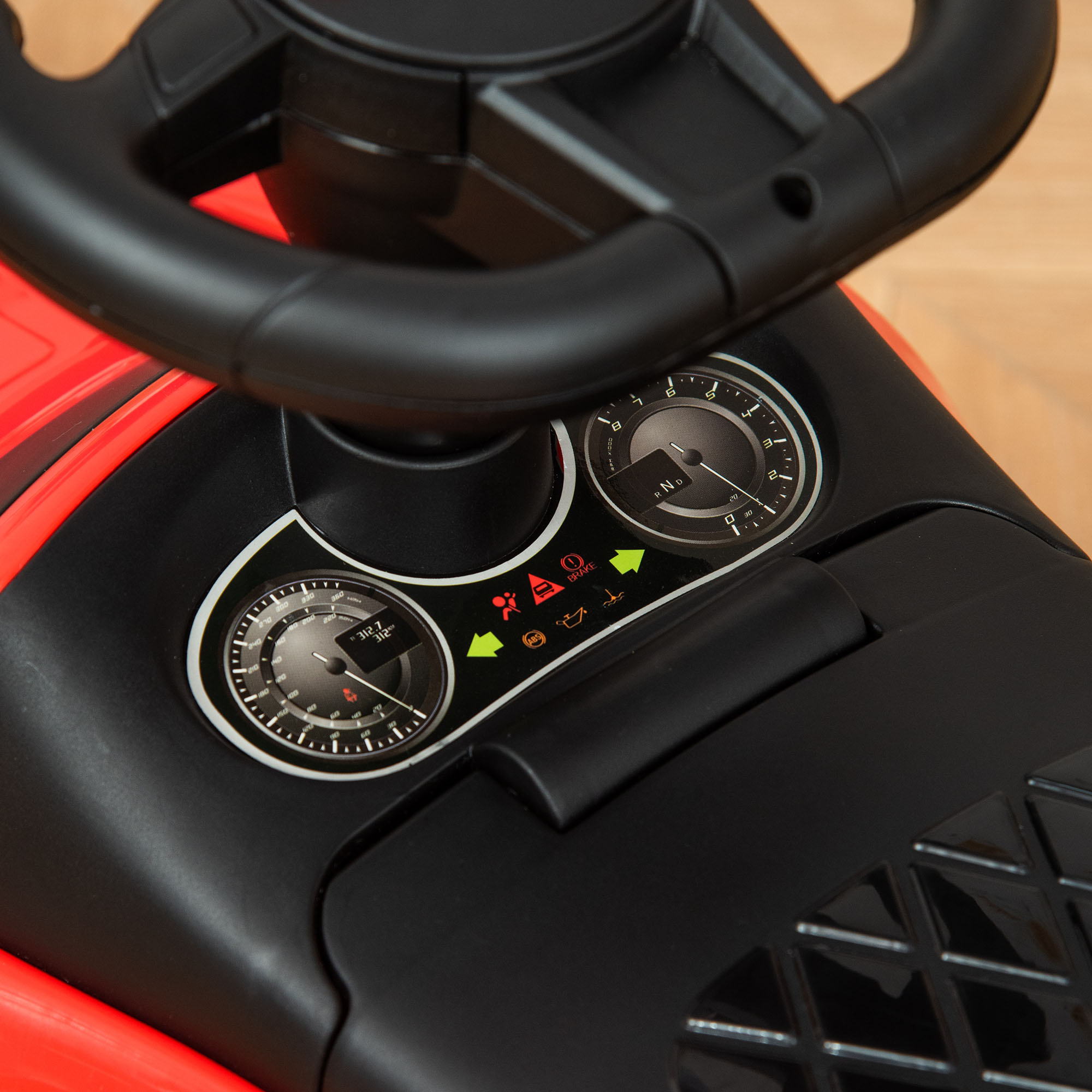 Macchinina per bambini cavalcabile con volante, fari e musiche, età 18-36 mesi, rosso - 