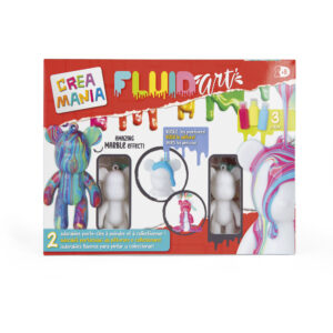 Fluid art kit portachiavi – 2 orsetti da decorare con colori acrilici - CREA MANIA