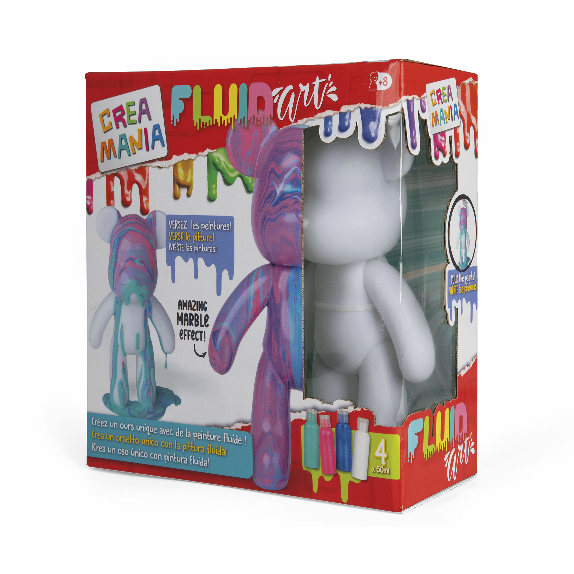 Fluid art orsetto 22cm – kit creativo con colori acrilici - CREA MANIA