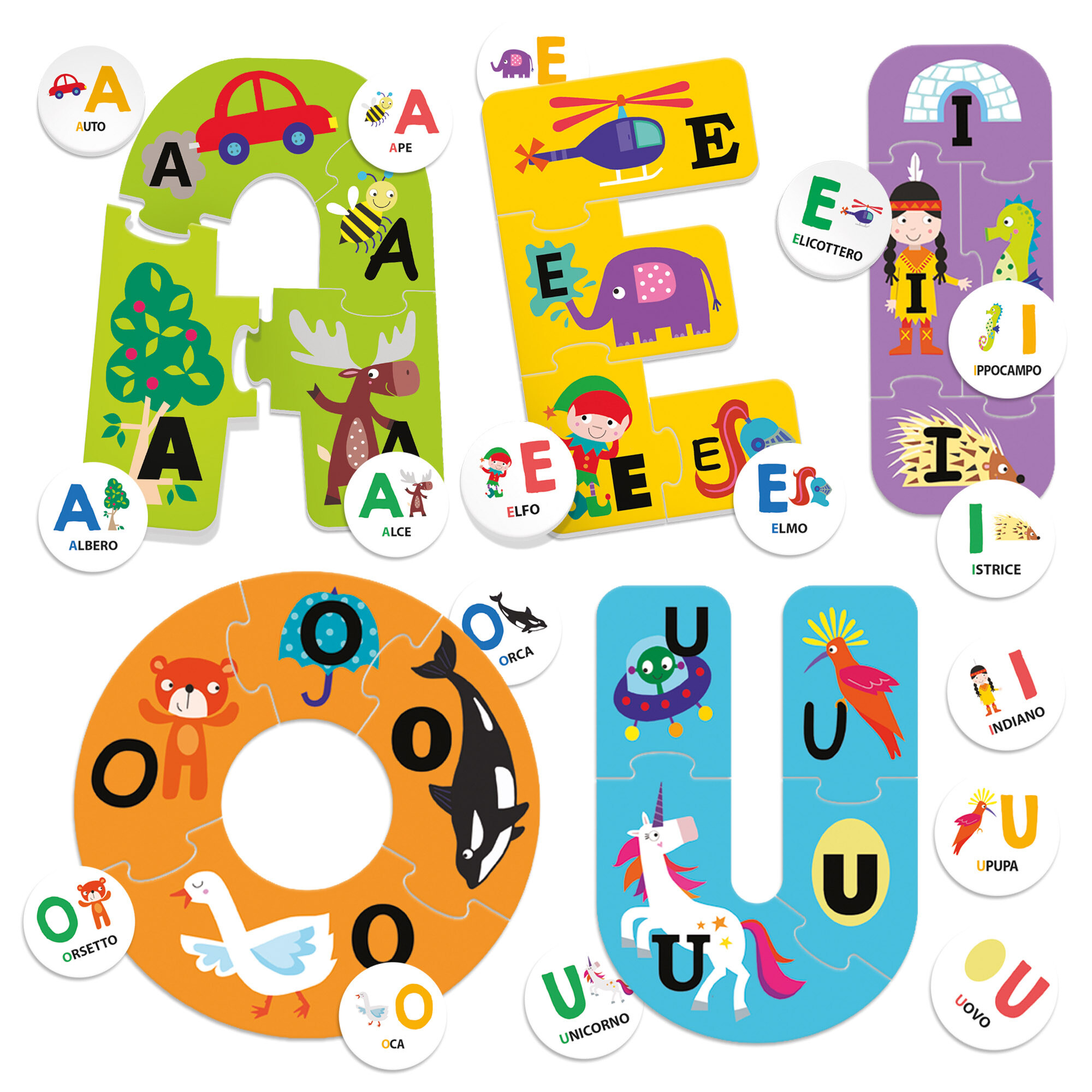 Le allegre vocali - tombola per imparare lettere e parole - HEADU