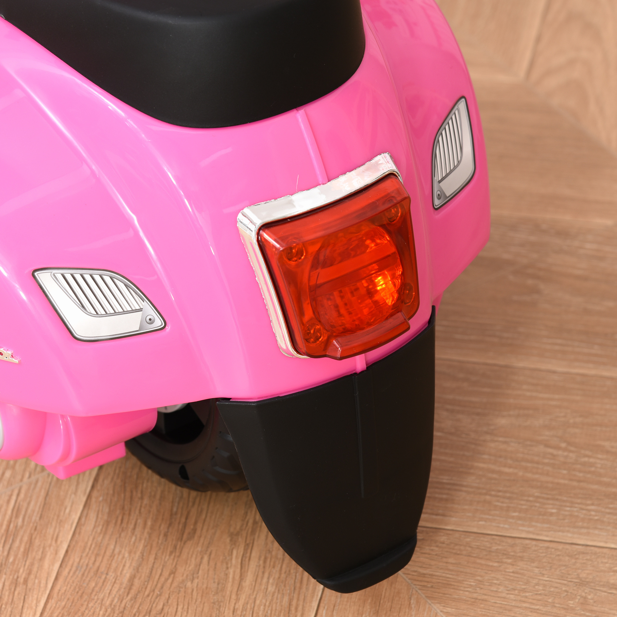 Moto elettrica per bambini con licenza ufficiale vespa batteria 6v, fari e clacson, per bimbi da 18-36 mesi, rosa, 66.5x38x52cm - 
