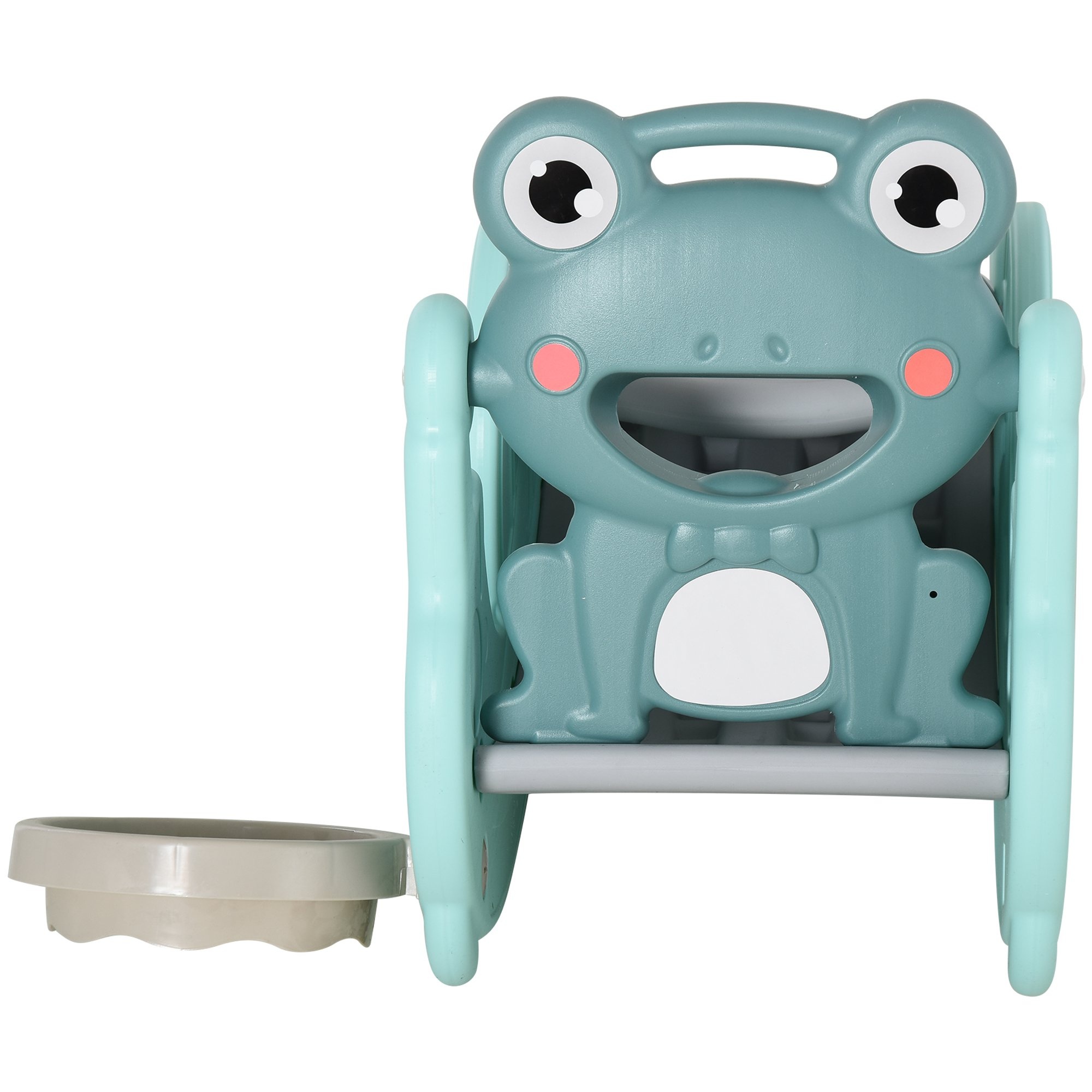 3-in-1 cavallo a dondolo scivolo per bambini e canestro, età 18-36 mesi, per casa e giardino, verde - 