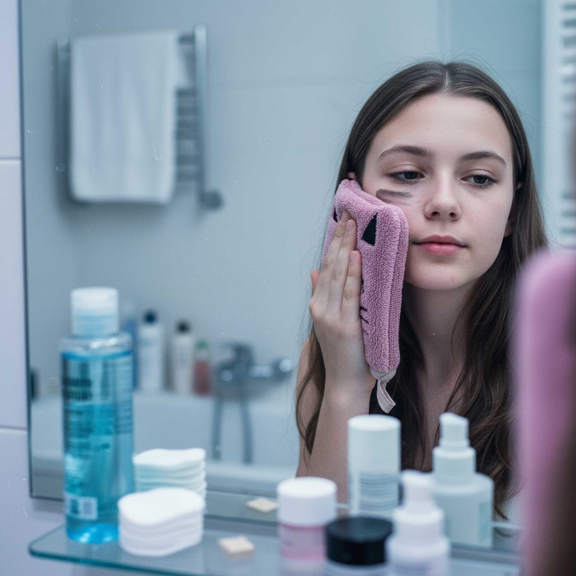 Guanto struccante gattino – microfibra delicata, assortita in 2 colori - IBS