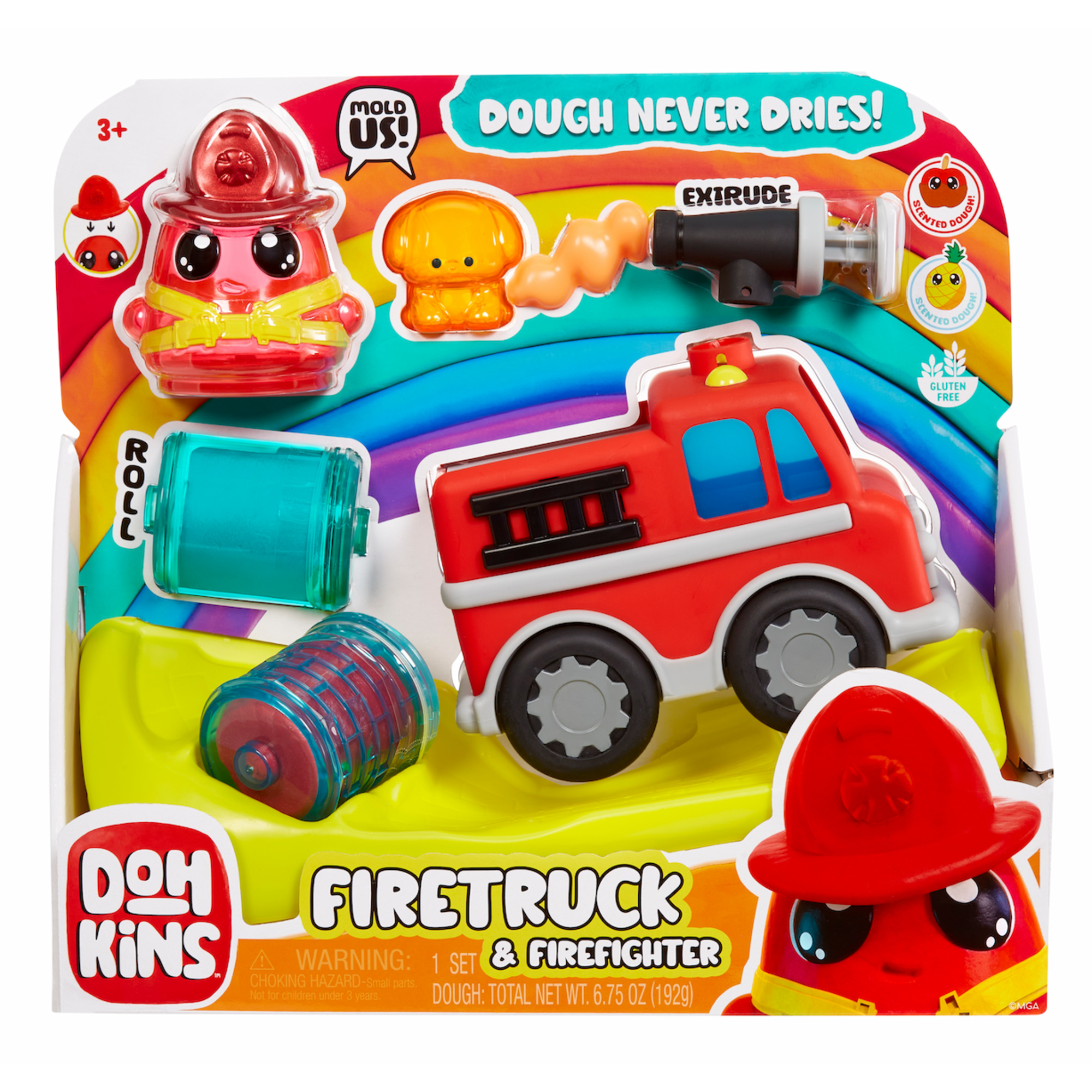 Dohkins fire truck & firefighter - l'impasto non si asciuga mai, senza glutine, per collezionisti e bambini - età 3 anni+ - DOHKINS