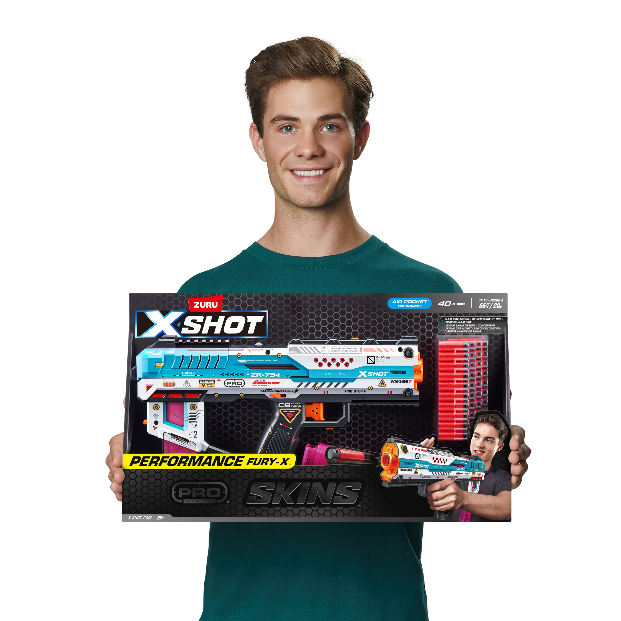 Xshot skins pro s1 fury-x blaster - pistola dart 40 dardi - X-SHOT