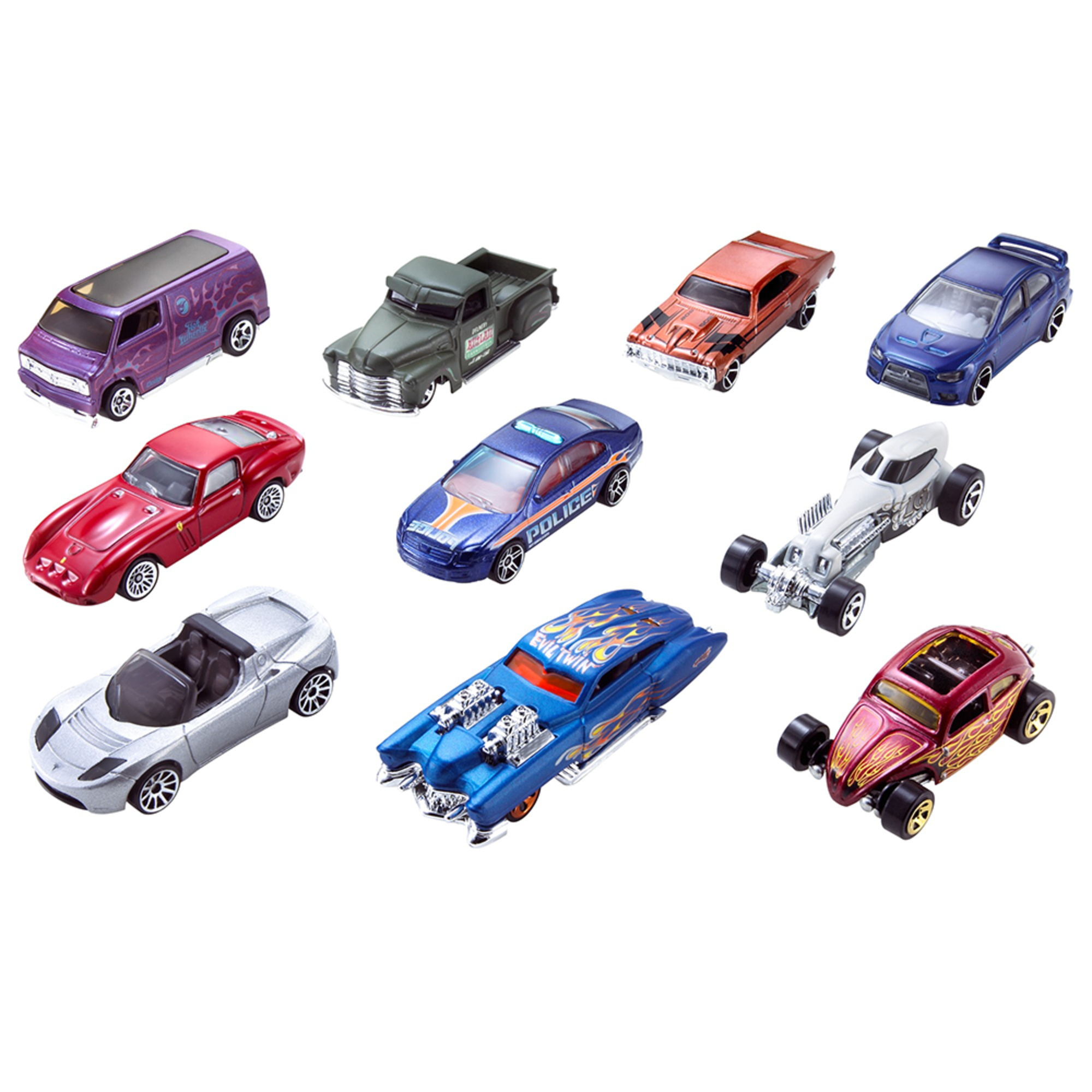 Hot wheels- confezione da 10 macchinine in scala 1:64, veicoli assortiti con decorazioni mozzafiato, 3+anni - Hot Wheels