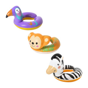 Salvagente con testa animali buffi safari, 3-6 anni, 3 personaggi assortiti: zebra (cm. 57x51), tucano (cm. 57x51), scimmia (cm. 45x51) - Bestway