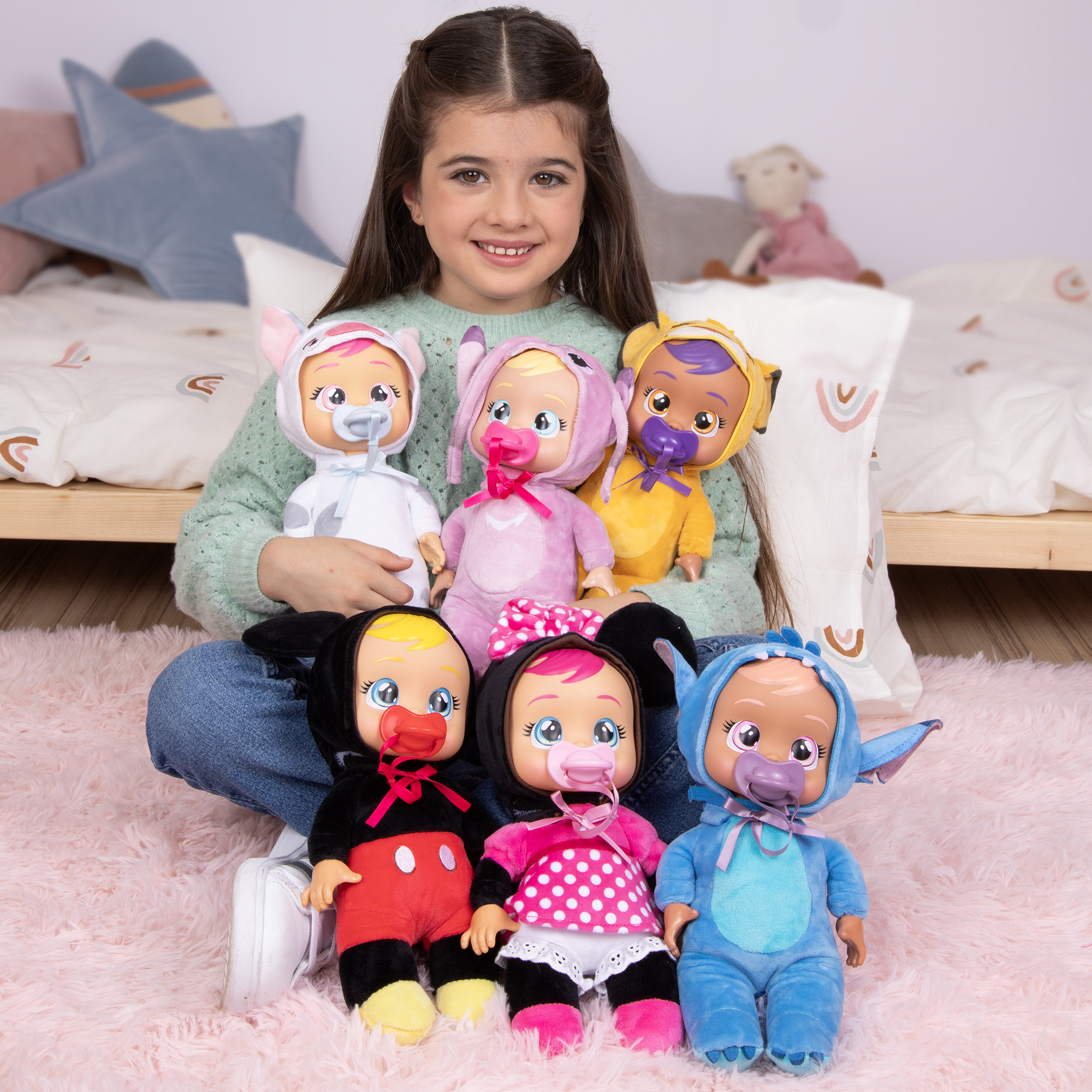 Cry babies tiny cuddles disney w2 - bambole peluche disney da collezionare, 6 diversi personaggi - assortita - CRY BABIES