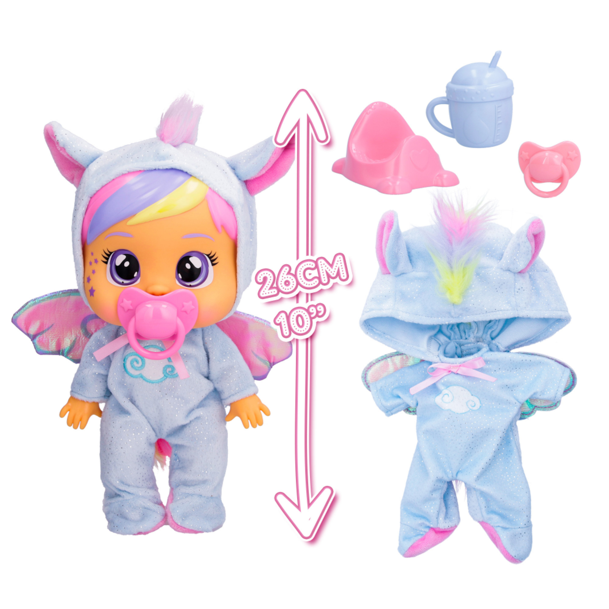 Cry babies loving care dreamy, jenna e hannah, bambola singola assortita con 3 accessori ciascuna, piangono lacrime vere - CRY BABIES