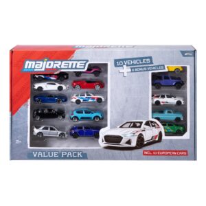 Majorette - set auto da 12 pezzi, mega pack con 15 auto diverse, in metallo con ruota libera da 7,5 cm - MAJORETTE