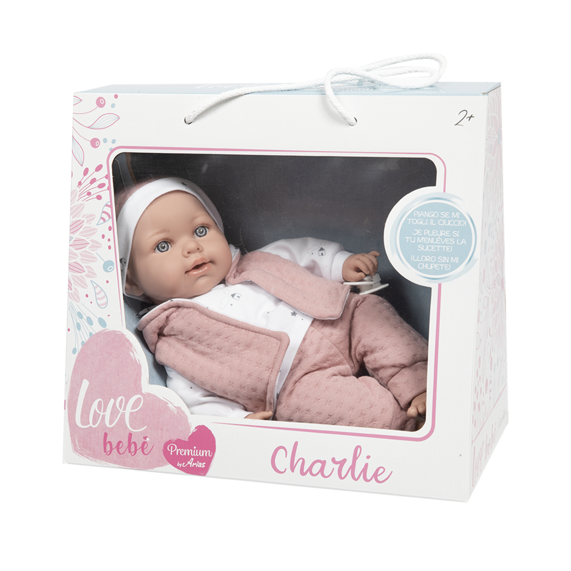 Bambola realistica 45 cm con corpo morbido e ciuccio - piange come un vero bimbo - assortito - LOVE BEBÈ